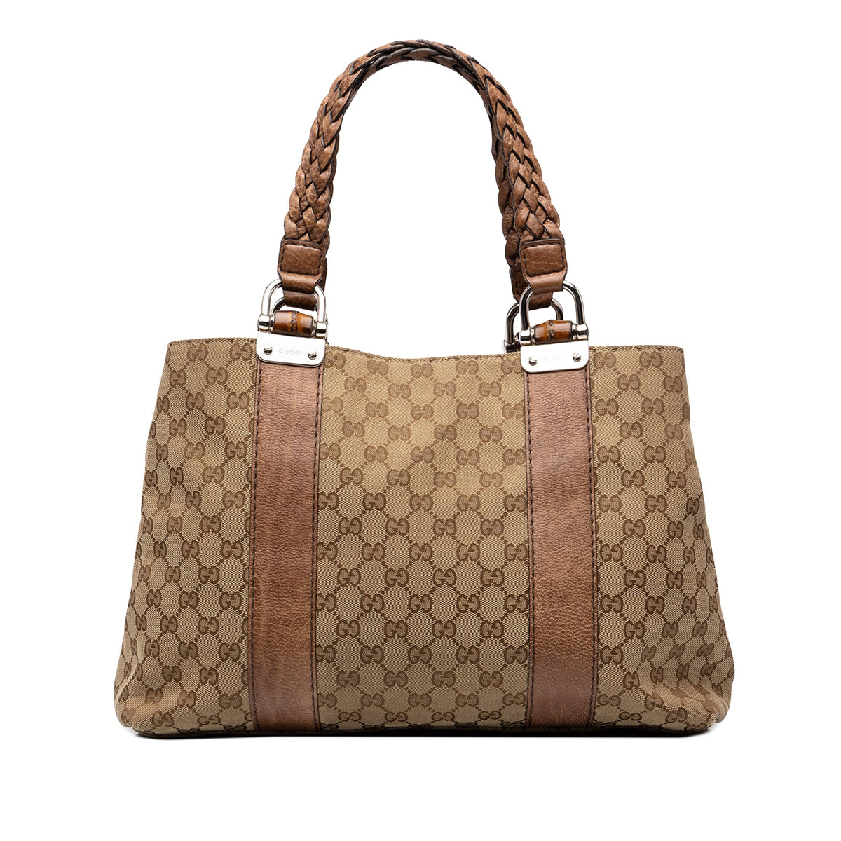 Gucci Medium GG Canvas Bamboo Libeccio Tote — Beige