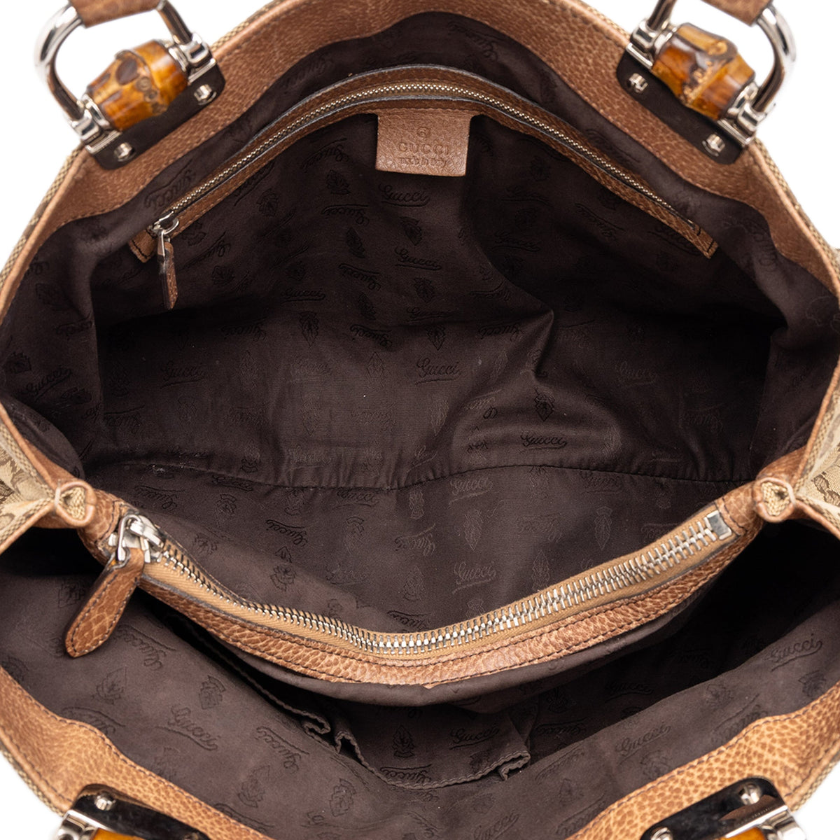 Gucci Medium GG Canvas Bamboo Libeccio Tote — Beige
