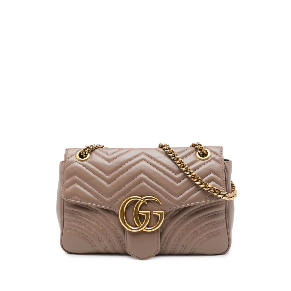 Gucci Large GG Marmont Matelasse Calfskin Shoulder Bag — Brown