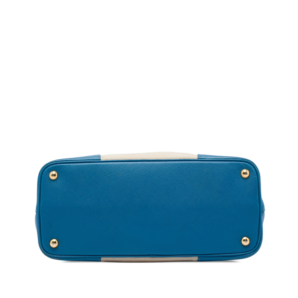 Prada Medium Saffiano Cuir Trimmed Canvas Double Satchel