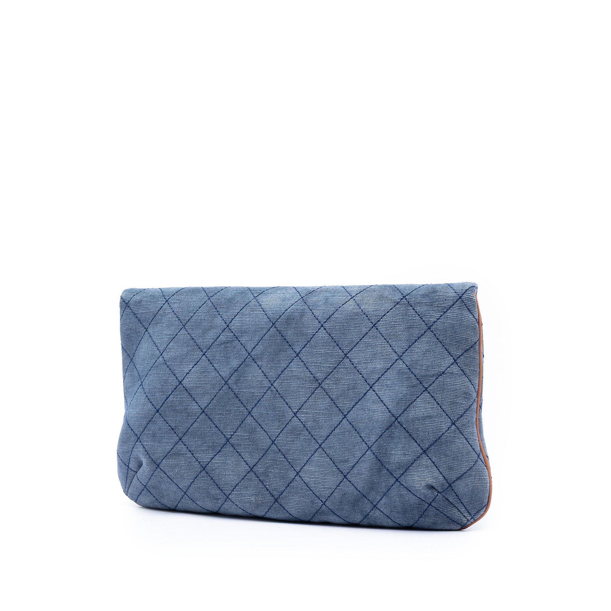 Chanel CC Quilted Denim Foldover Clutch