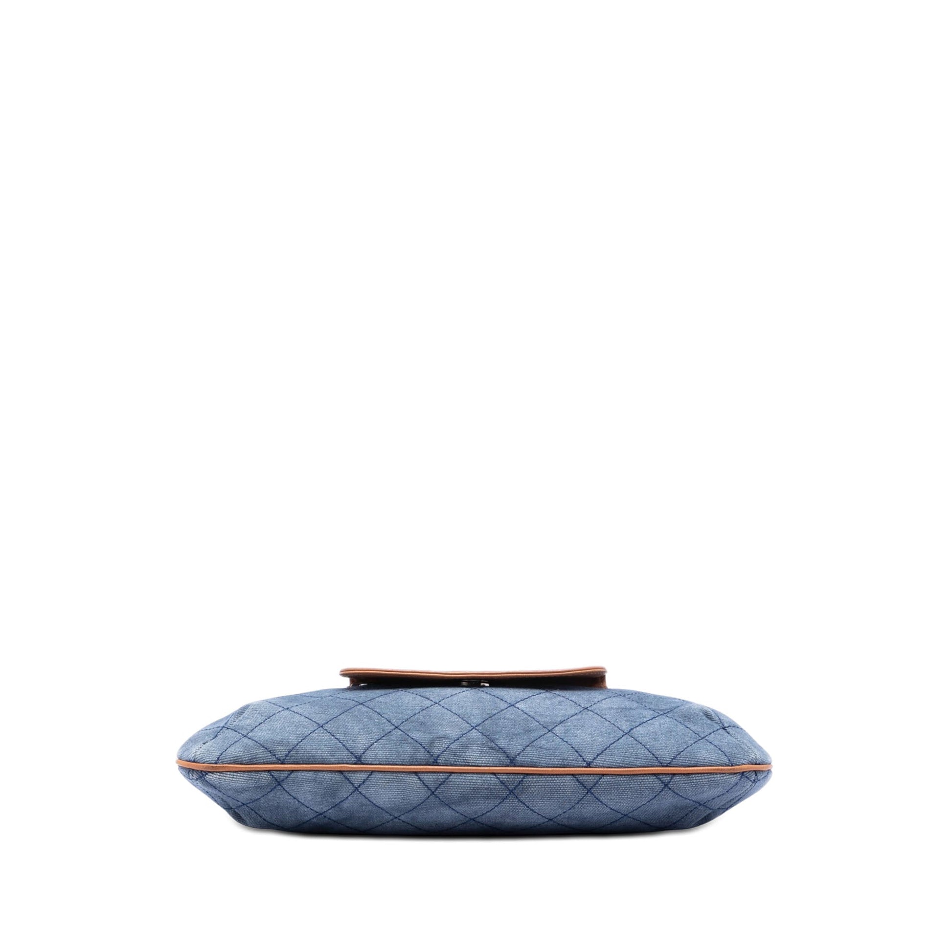 Chanel CC Quilted Denim Foldover Clutch