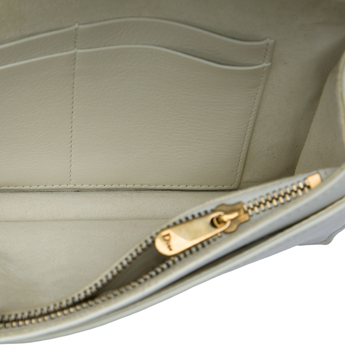 Dior Studded Calfskin Diorama Wallet on Chain — White