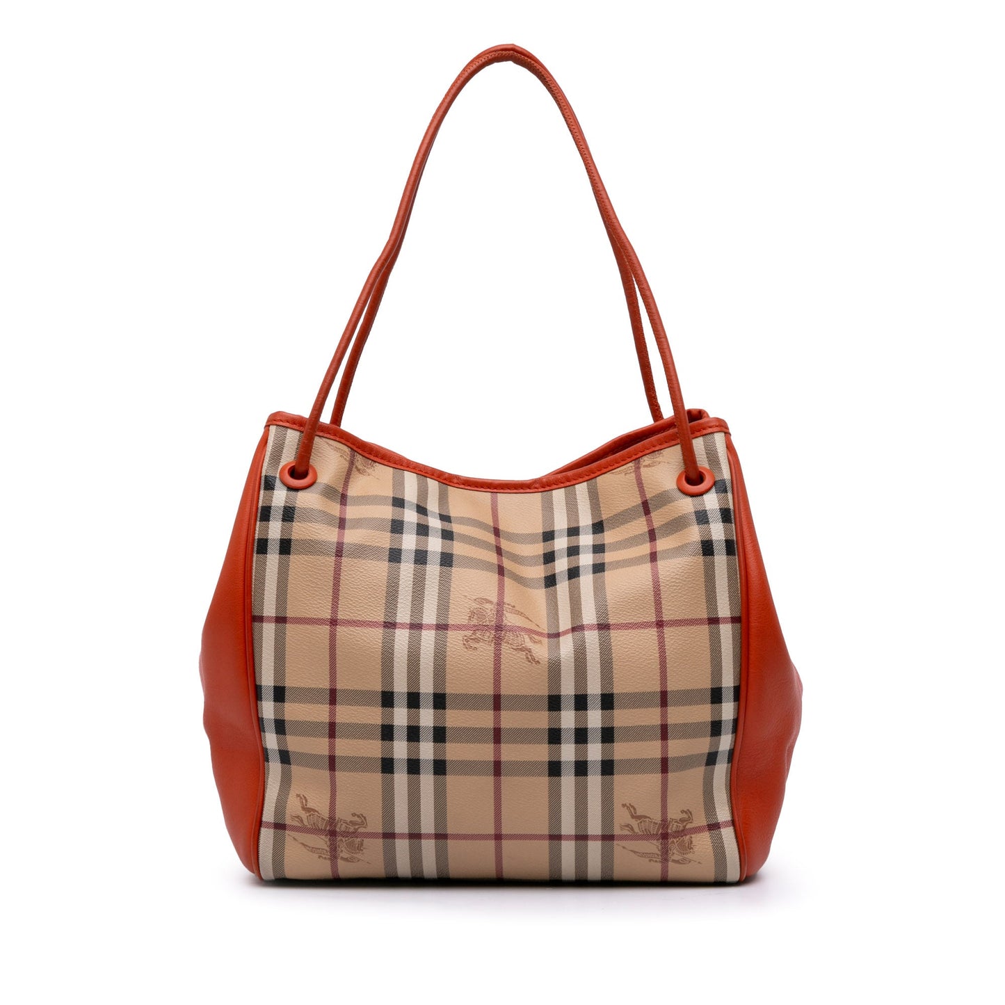 Burberry Small Leather Trimmed Haymarket Check Coated Canvas Canterbury Tote