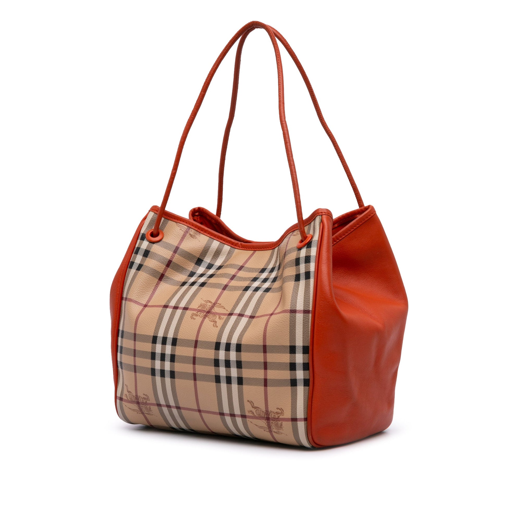 Burberry Small Leather Trimmed Haymarket Check Coated Canvas Canterbury Tote