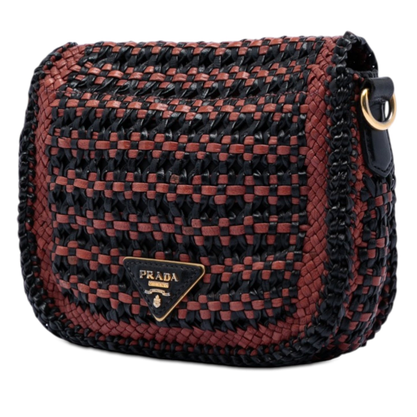 Bicolor Woven Goatskin Madras Crossbody