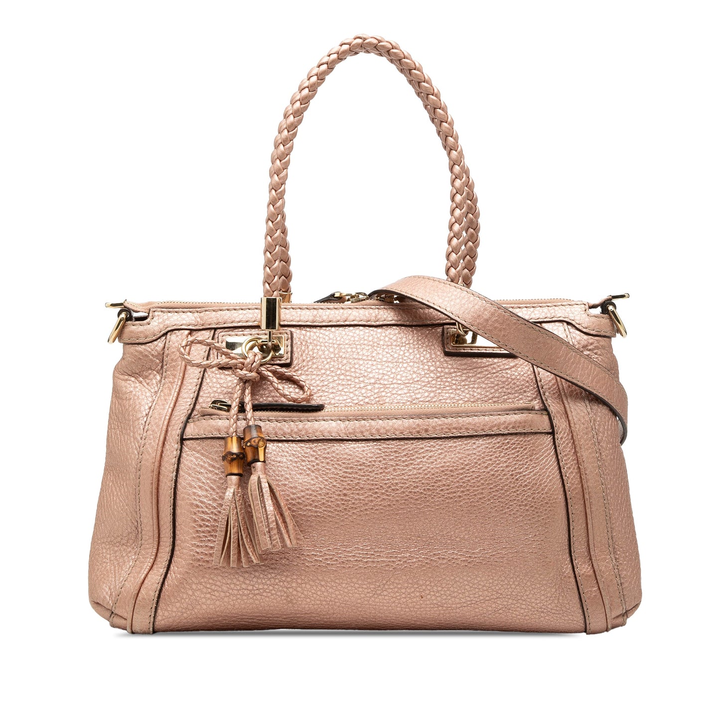 Gucci Metallic Pebbled Calfskin Bella Satchel