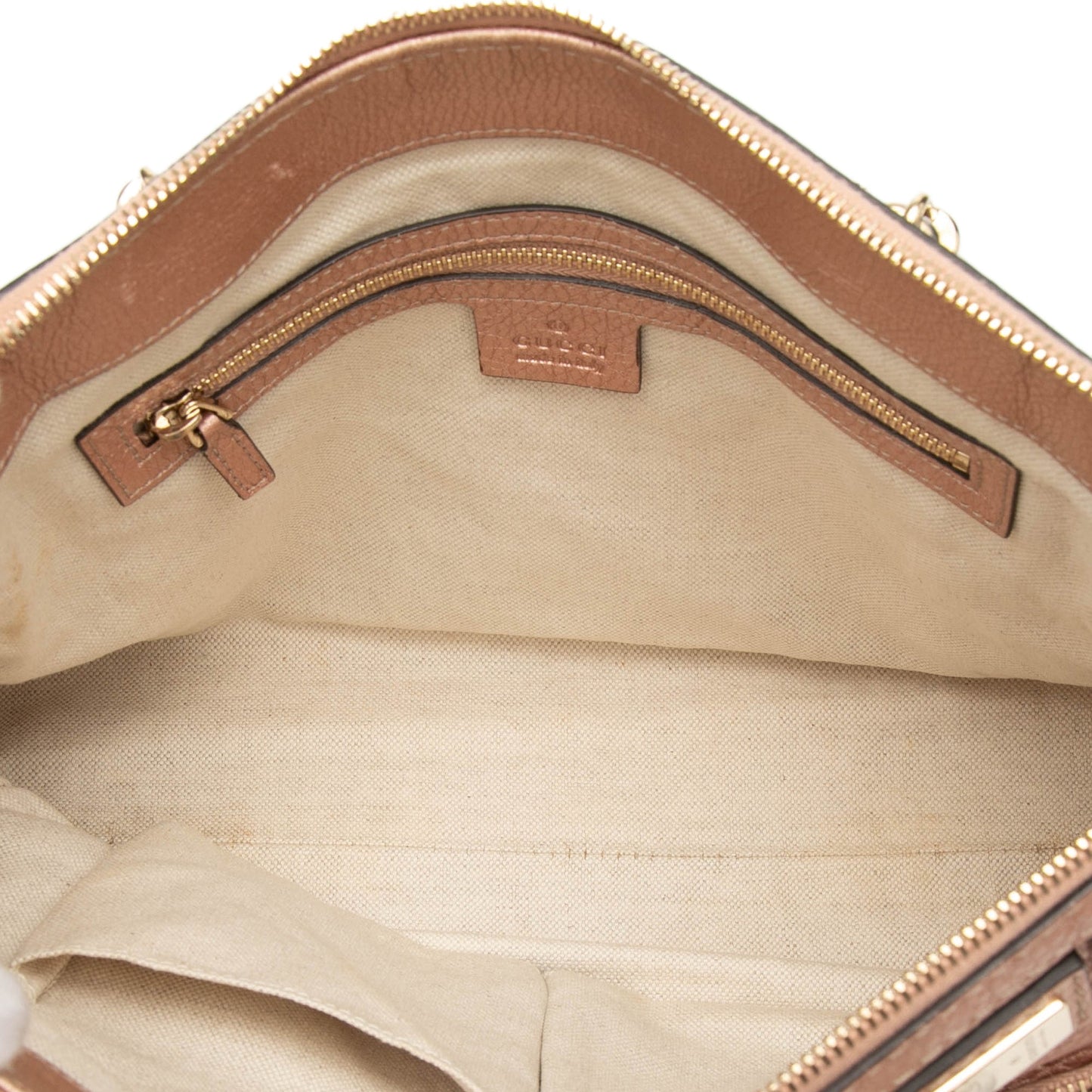 Gucci Metallic Pebbled Calfskin Bella Satchel