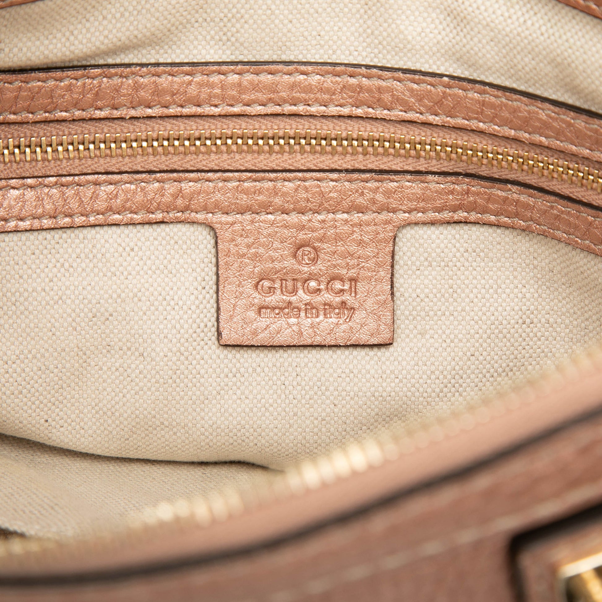 Gucci Metallic Pebbled Calfskin Bella Satchel