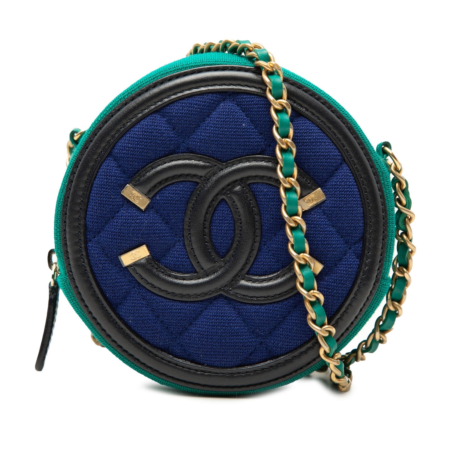 Chanel Tricolor Jersey CC Filigree Round Crossbody