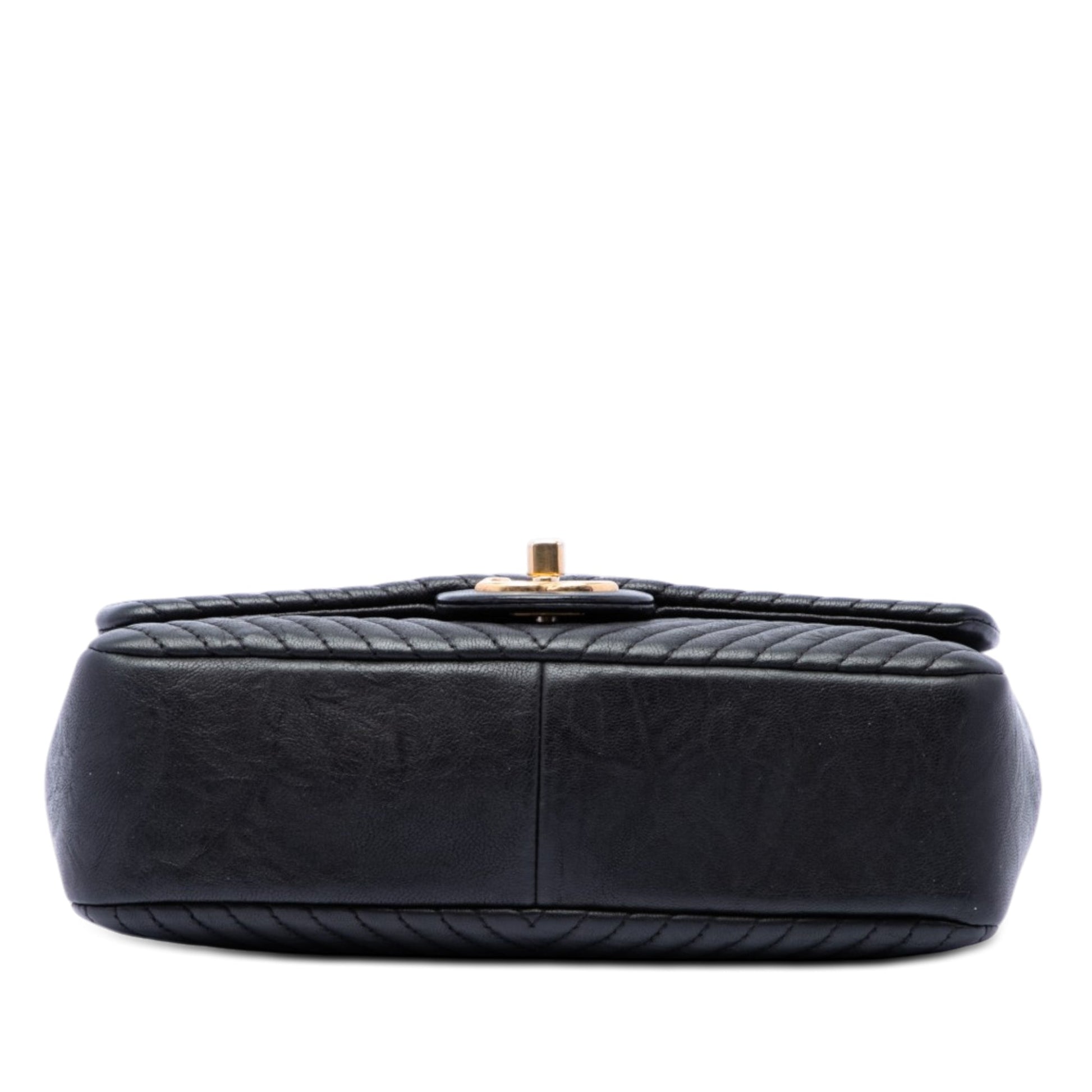 Chanel Small Chevron Wrinkled Calfskin Medallion Charm Surpique Flap