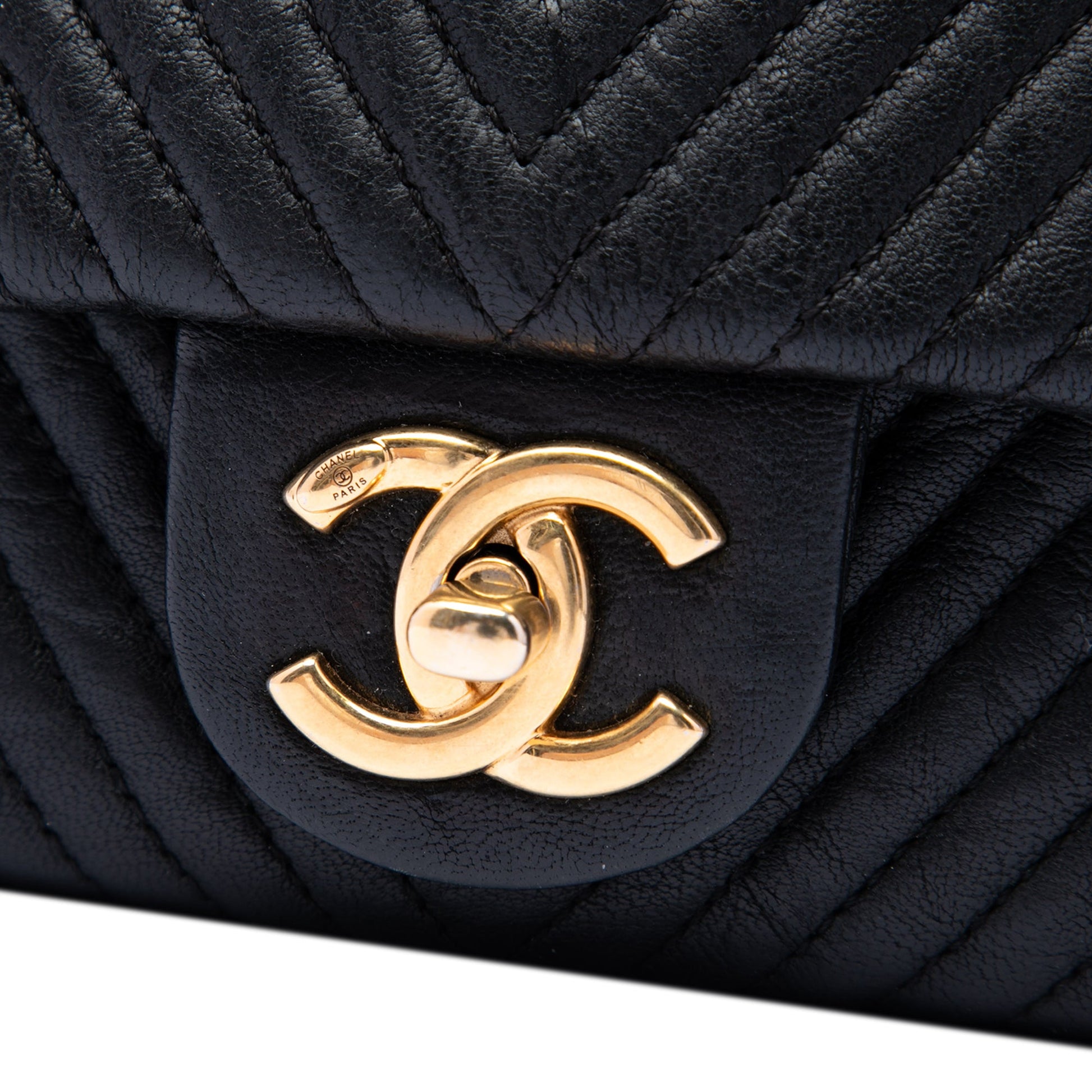 Chanel Small Chevron Wrinkled Calfskin Medallion Charm Surpique Flap