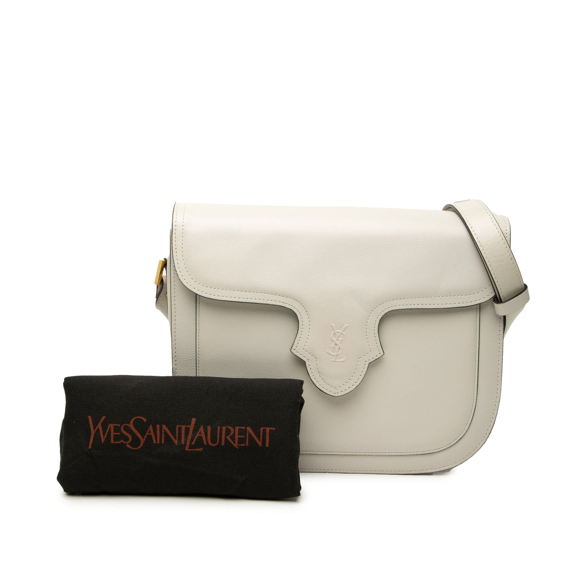 Saint Laurent Embossed Logo Leather Flap Shoulder Bag