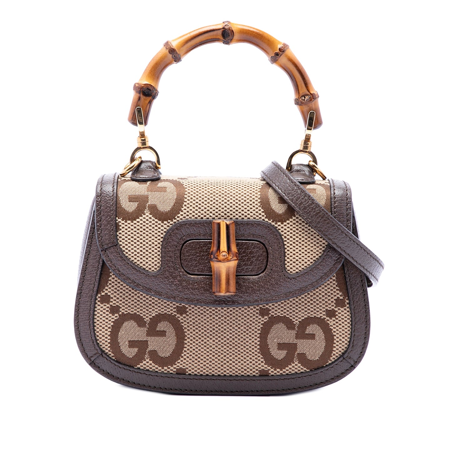 Gucci Mini Jumbo GG Canvas 1947 Bamboo Top Handle Bag