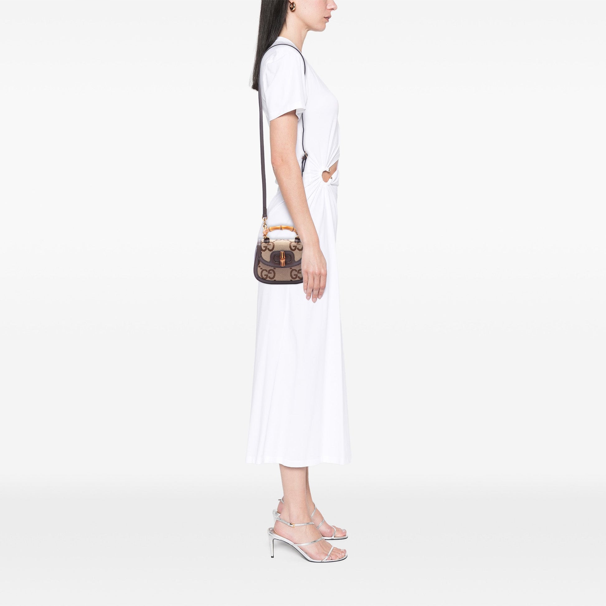 Gucci Mini Jumbo GG Canvas 1947 Bamboo Top Handle Bag