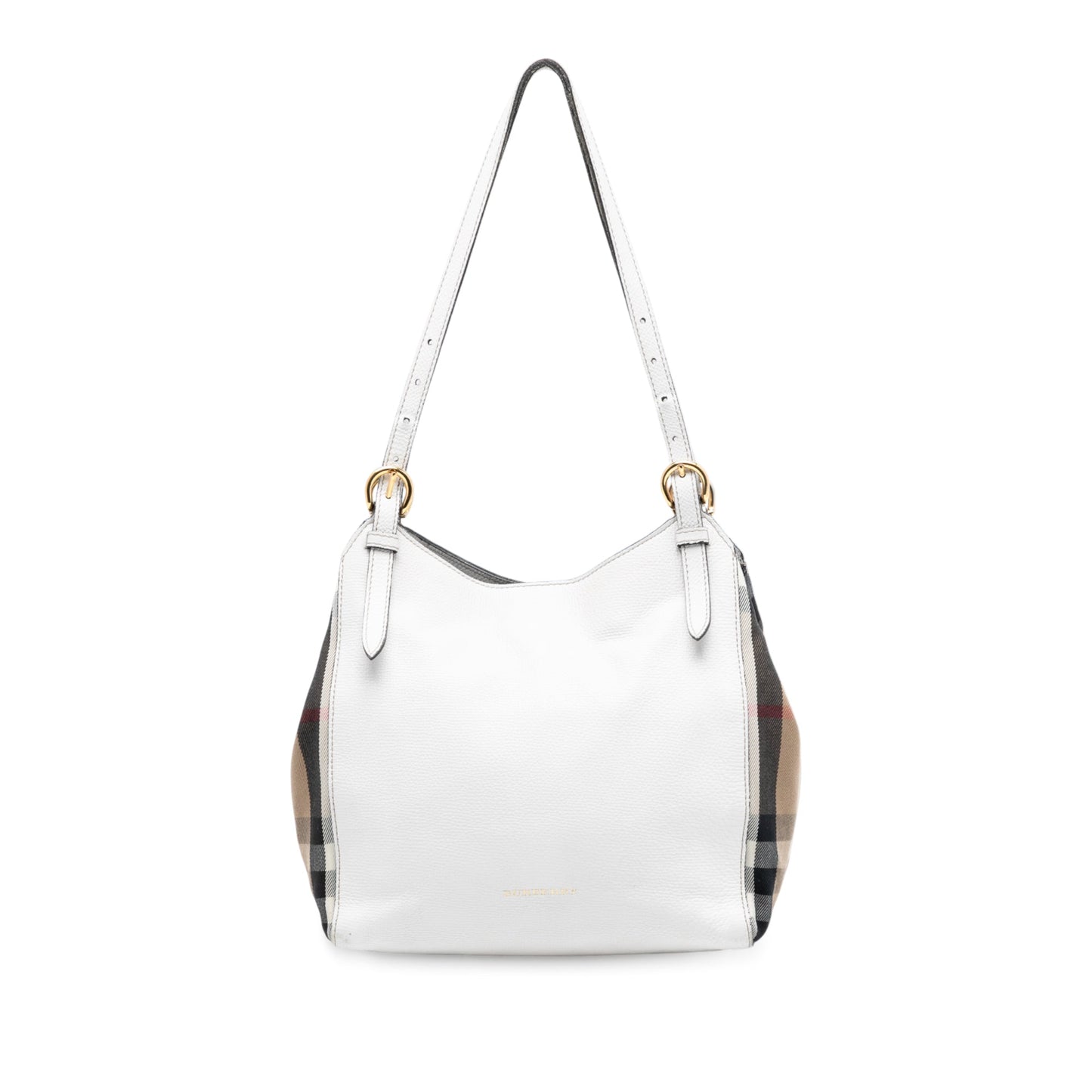 Burberry Small Leather and House Check Canvas Canterbury Tote