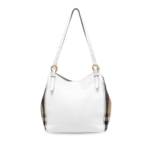 Burberry Small Leather and House Check Canvas Canterbury Tote
