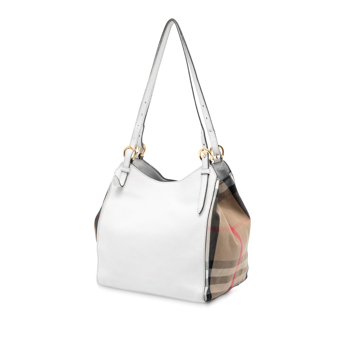 Burberry Small Leather and House Check Canvas Canterbury Tote