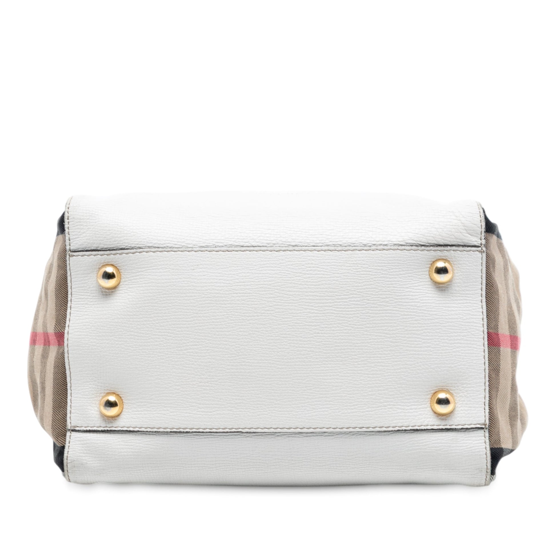 Burberry Small Leather and House Check Canvas Canterbury Tote