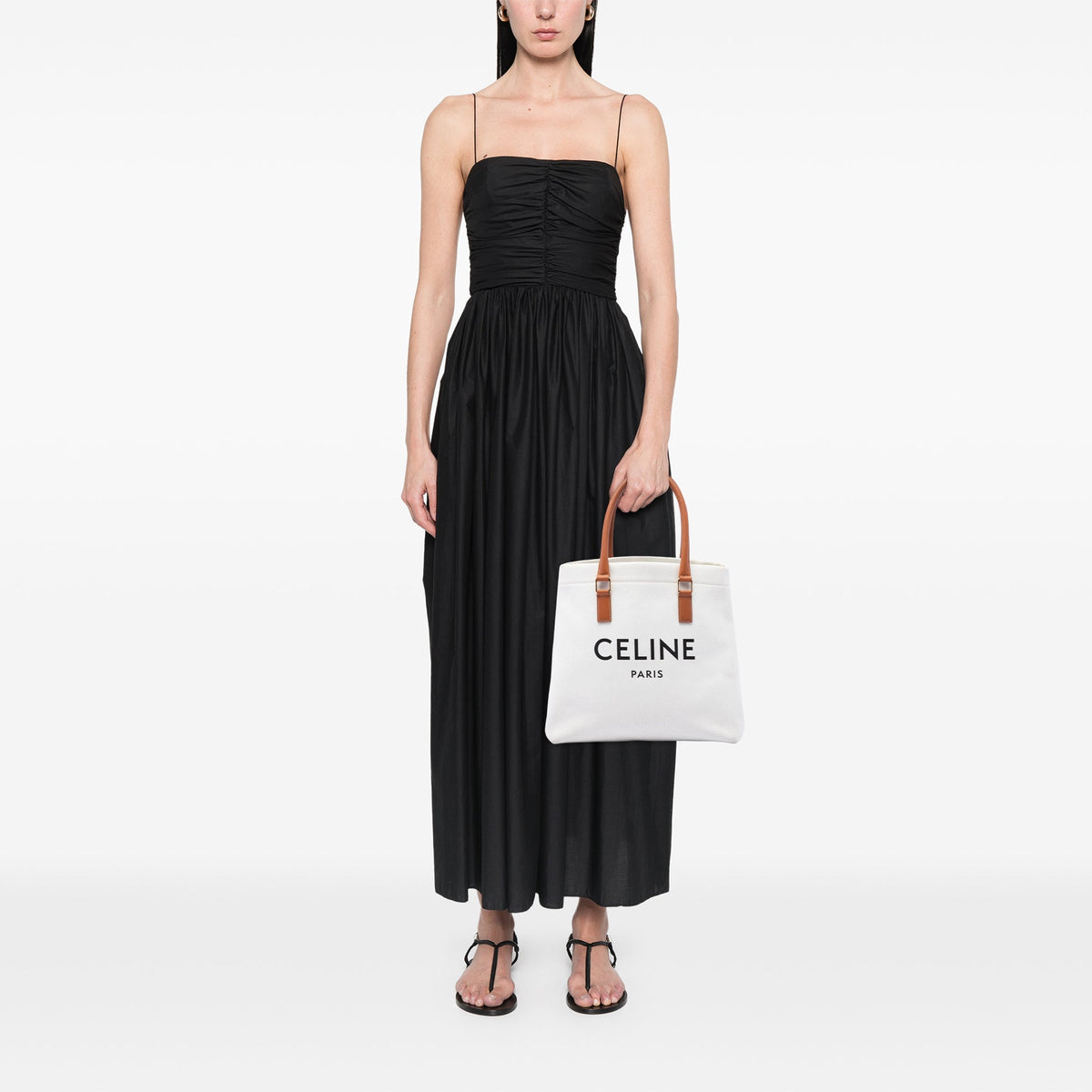 Celine Small Canvas Logo Print Horizontal Cabas Tote