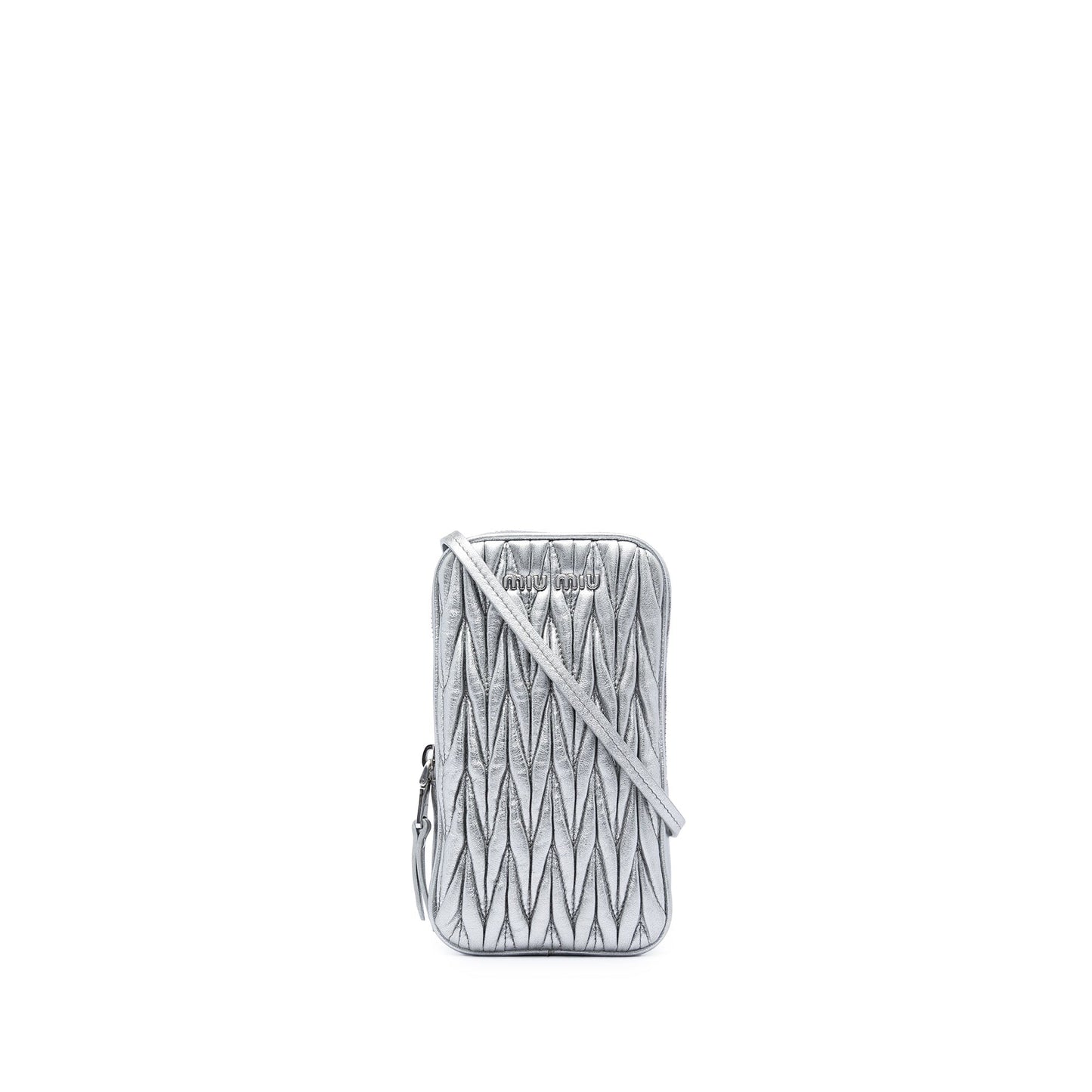 Miu Miu Matelasse Metallic Nappa Phone Holder Crossbody