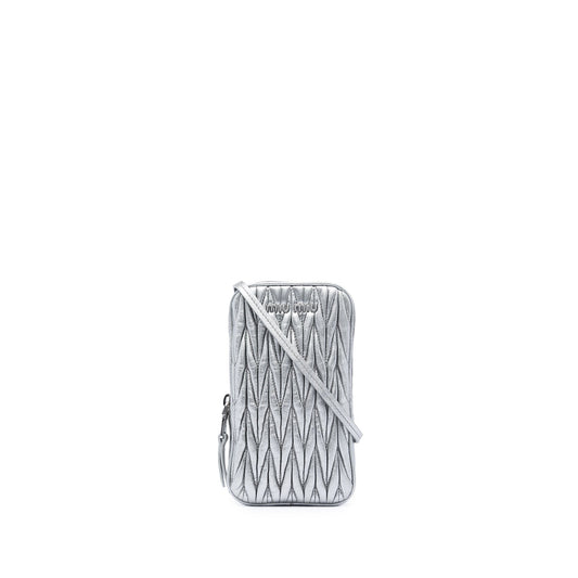 Miu Miu Matelasse Metallic Nappa Phone Holder Crossbody