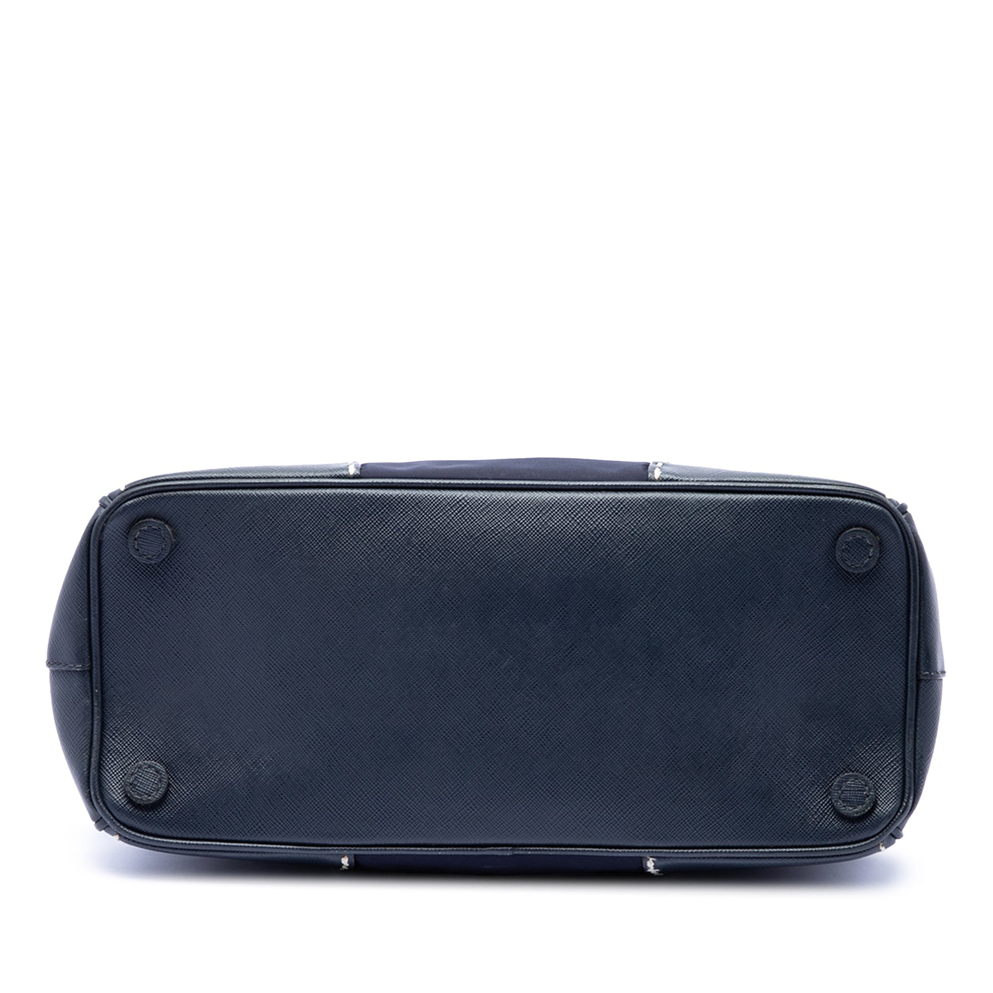 Prada Small Tessuto and City Calf Hand Stitched Galleria Double Zip Satchel