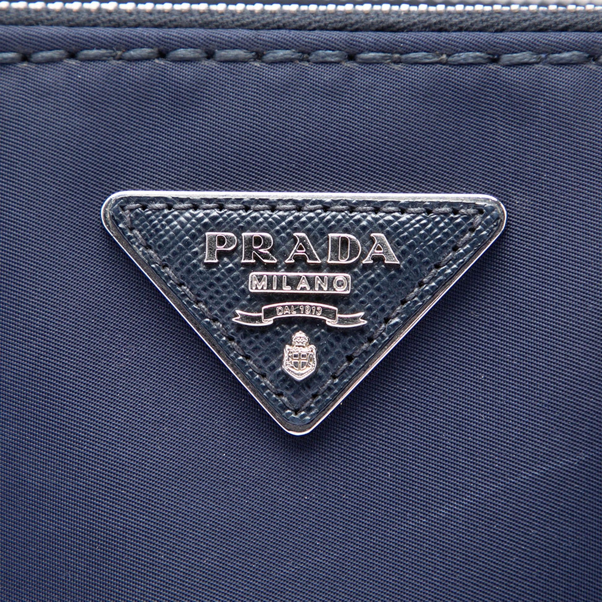 Prada Small Tessuto and City Calf Hand Stitched Galleria Double Zip Satchel