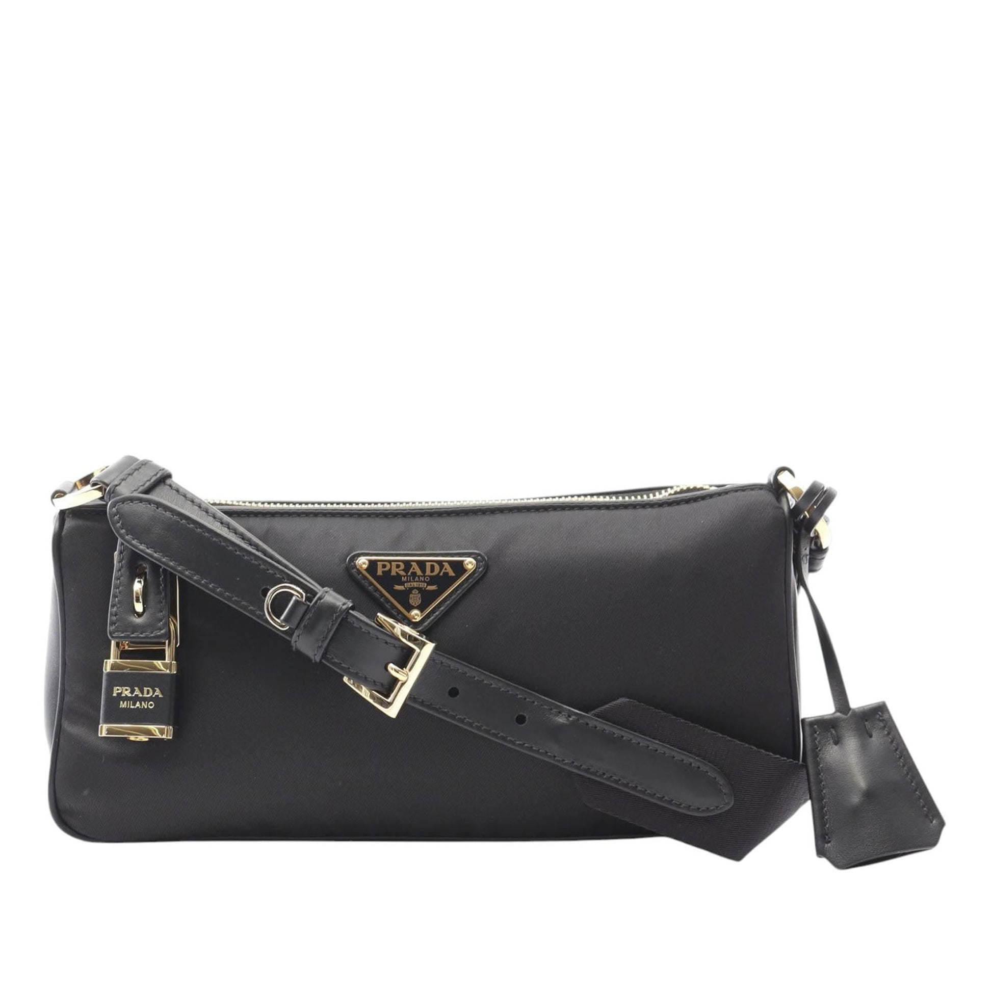 Prada Small Leather and Tessuto Crossbody