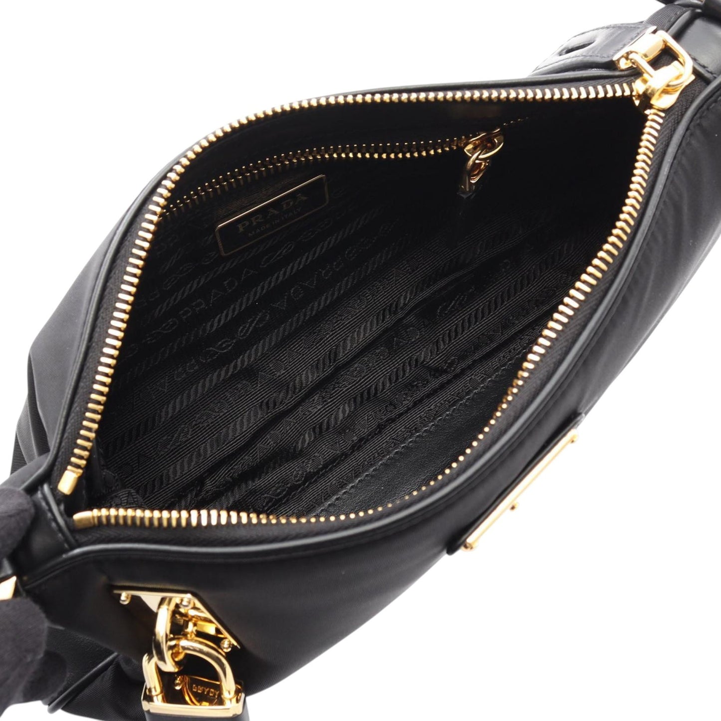 Prada Small Leather and Tessuto Crossbody