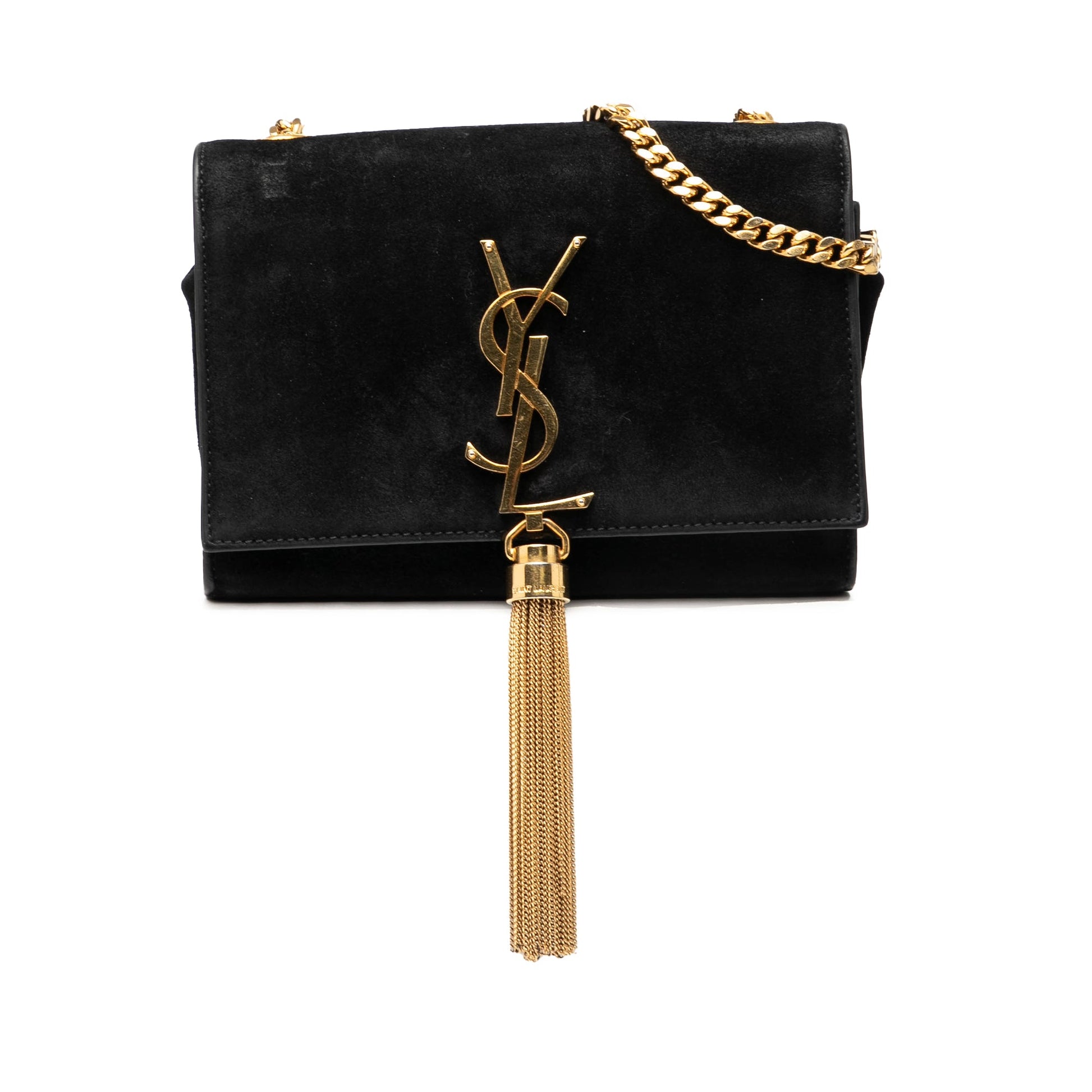 Saint Laurent Small Suede Monogram Kate Tassel Crossbody