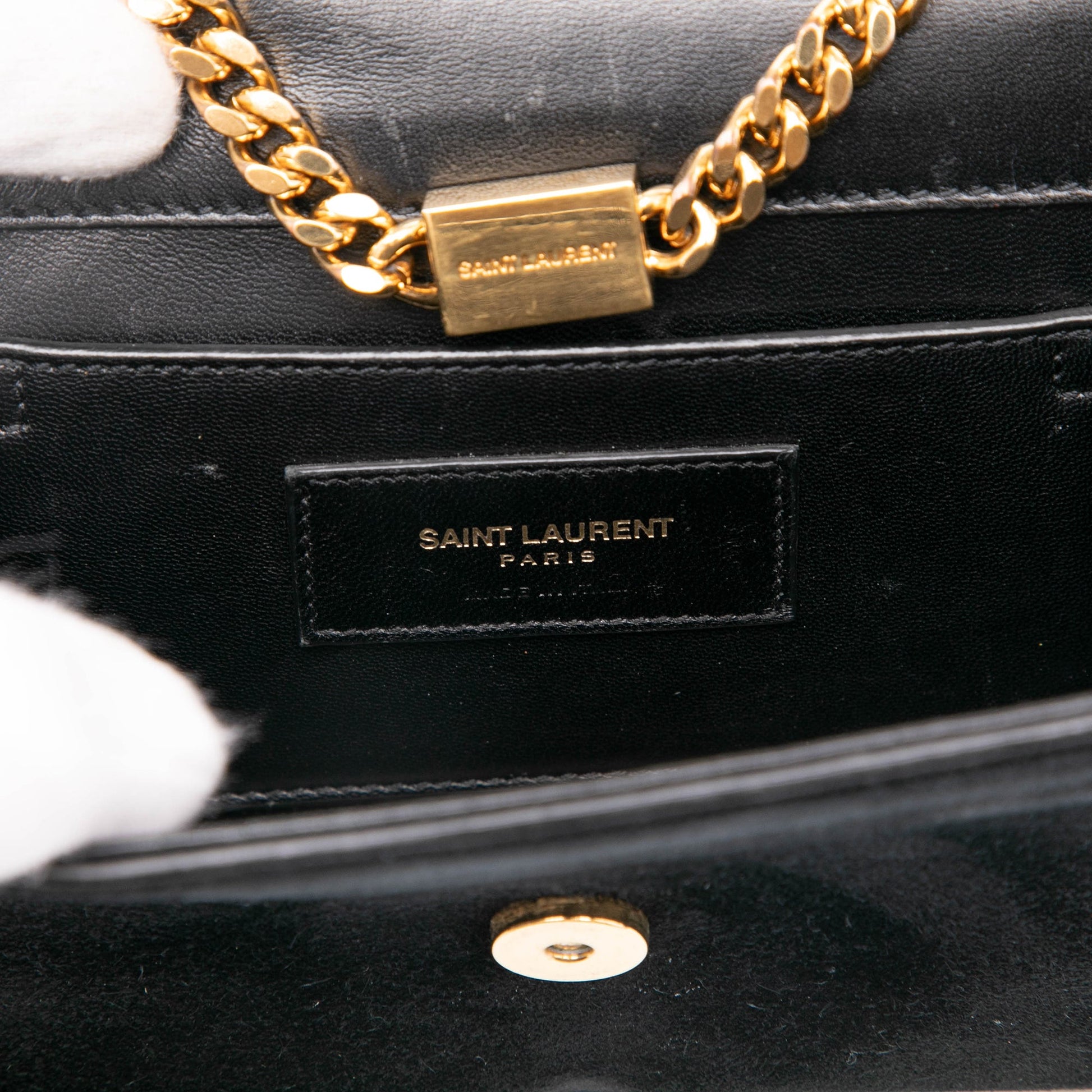 Saint Laurent Small Suede Monogram Kate Tassel Crossbody