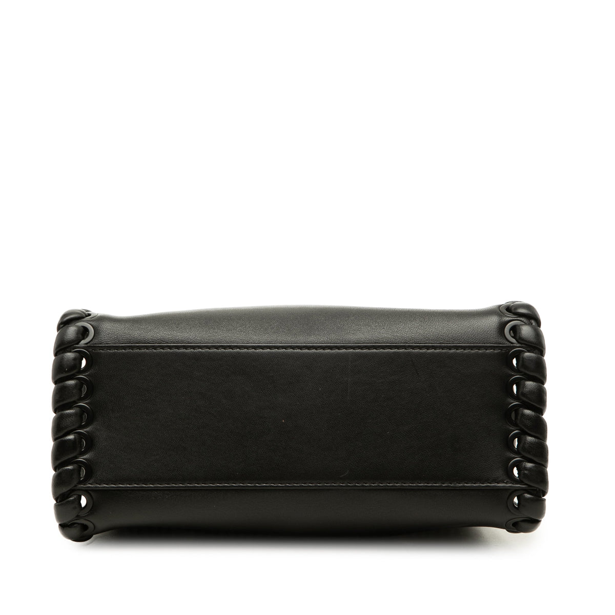 Fendi Mini Leather Lace Up Peekaboo Iconic Satchel — Black