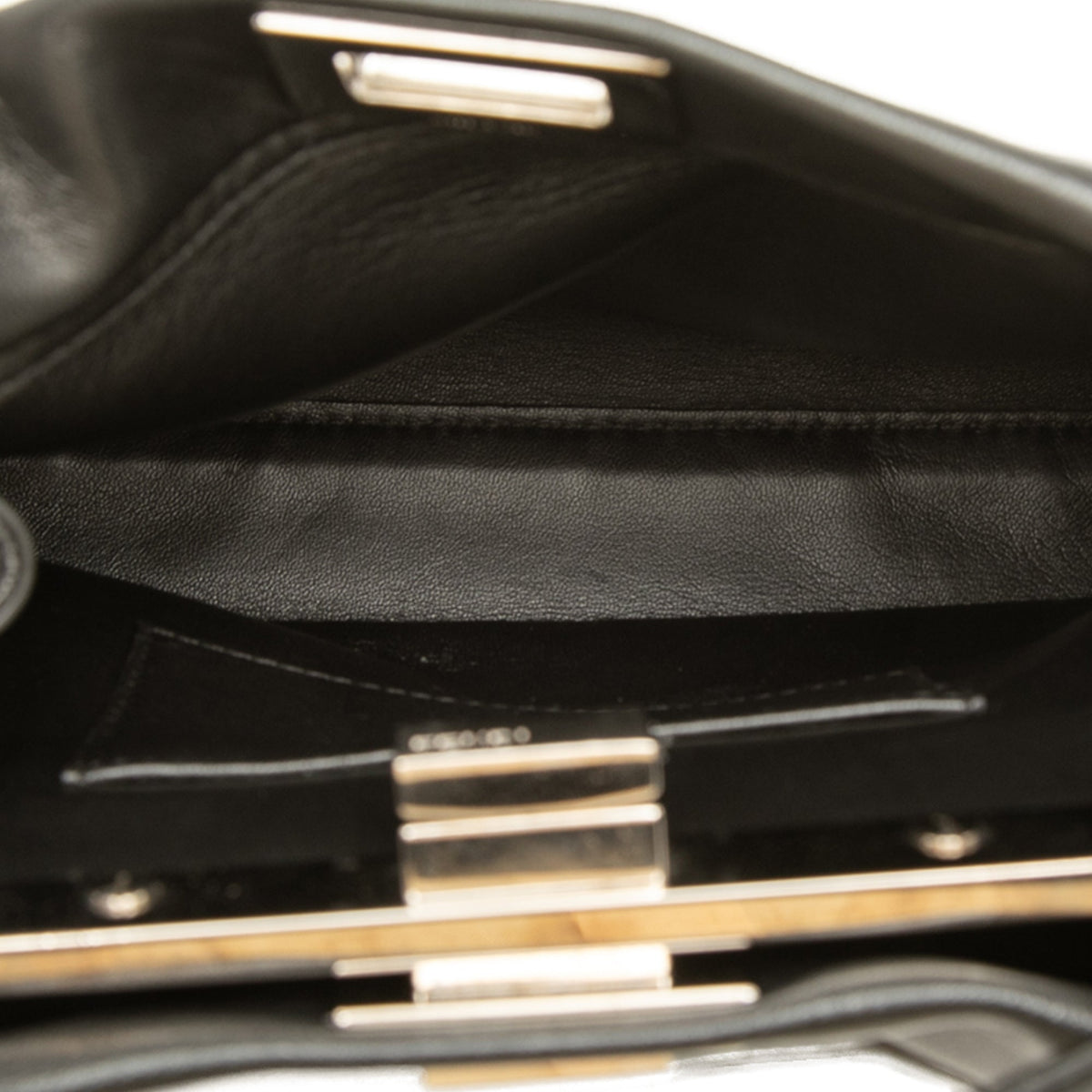 Fendi Mini Leather Lace Up Peekaboo Iconic Satchel — Black
