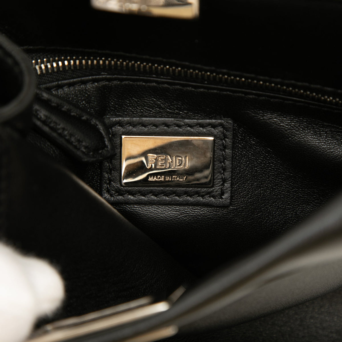 Fendi Mini Leather Lace Up Peekaboo Iconic Satchel — Black