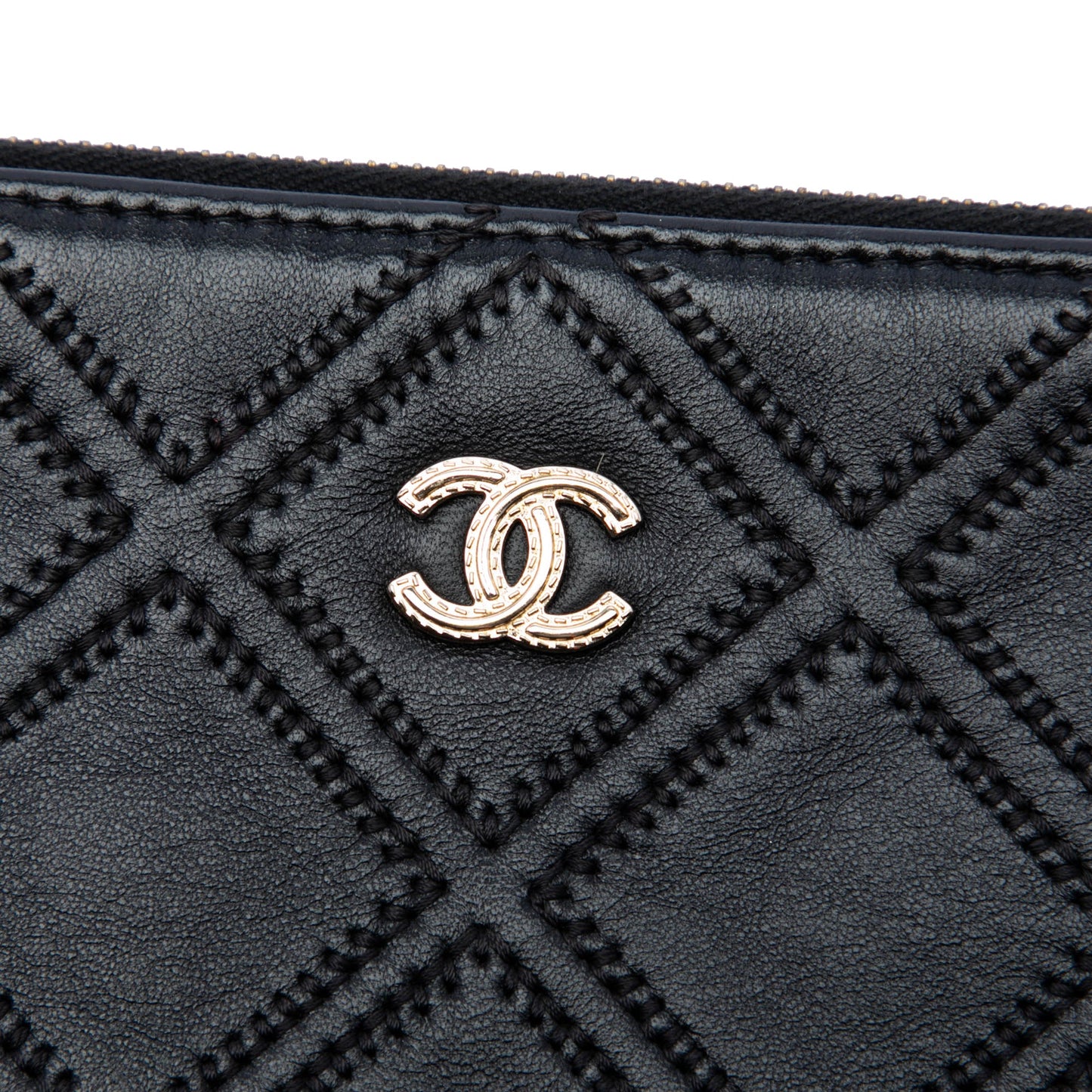 Chanel Large Quilted Lambskin Double Stitch Tassel O Case Clutch