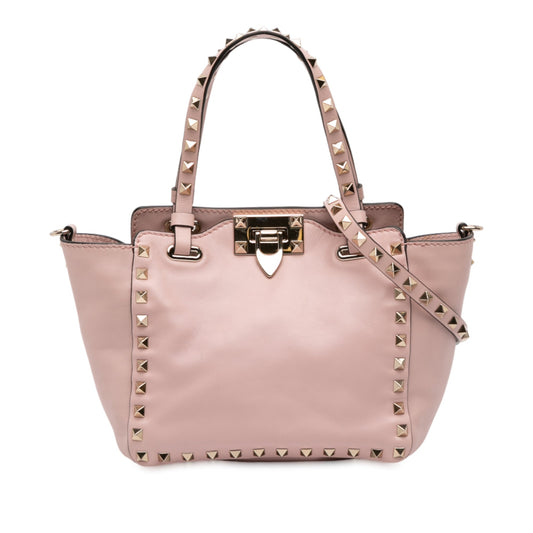 Valentino Mini Leather Rockstud Trapeze Satchel