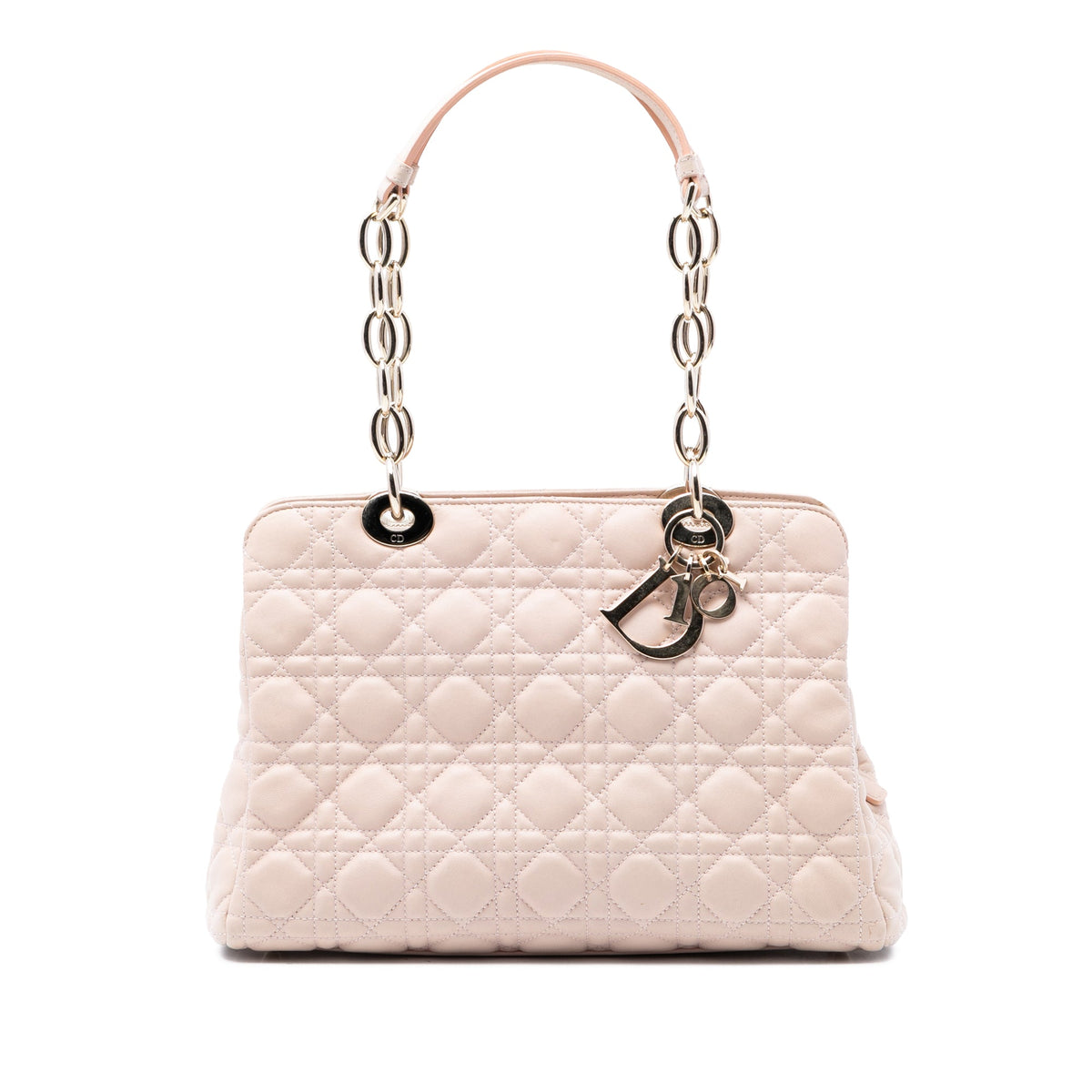 Dior Medium Lambskin Cannage Soft Zipped Lady Dior Shopping Tote — Brown