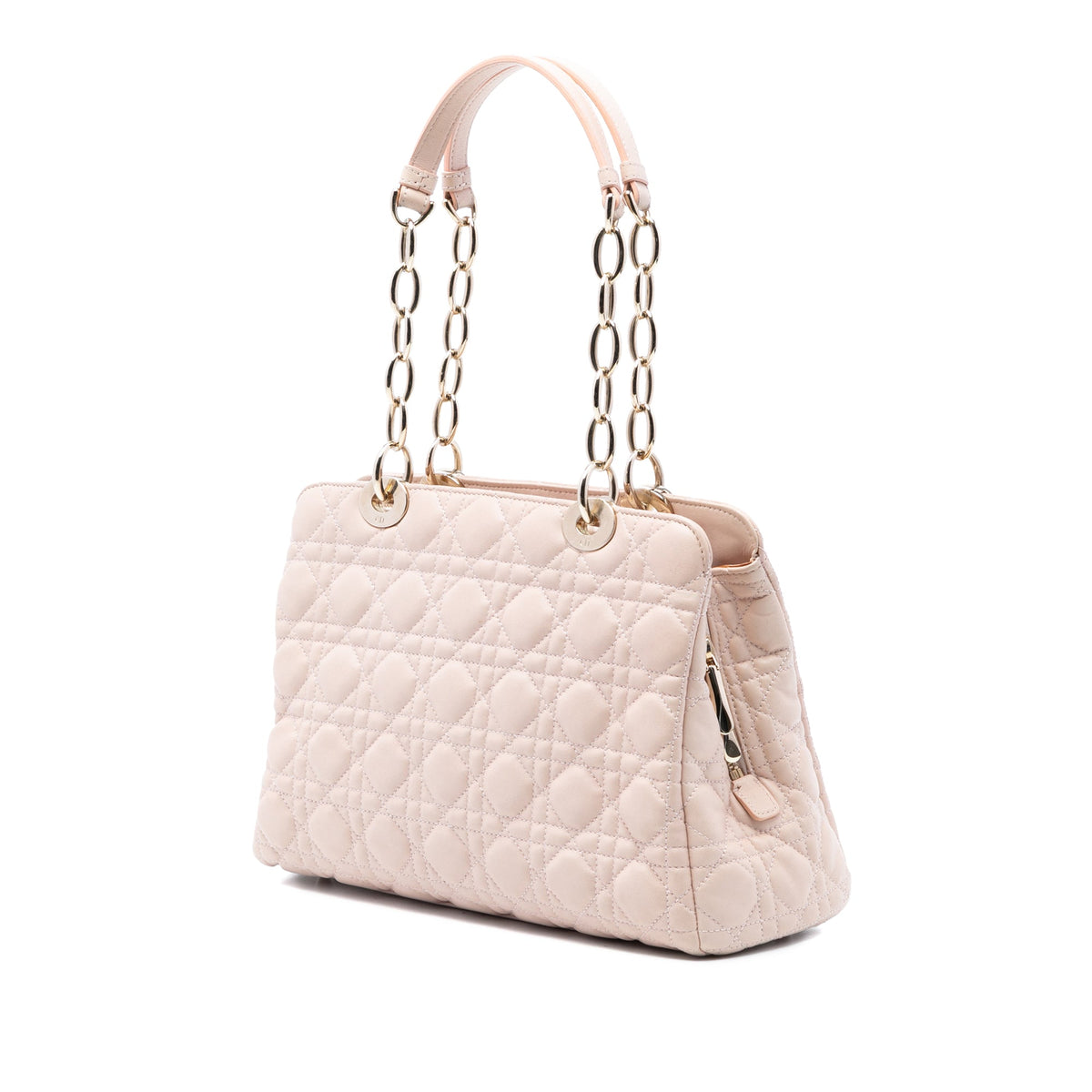 Dior Medium Lambskin Cannage Soft Zipped Lady Dior Shopping Tote — Brown
