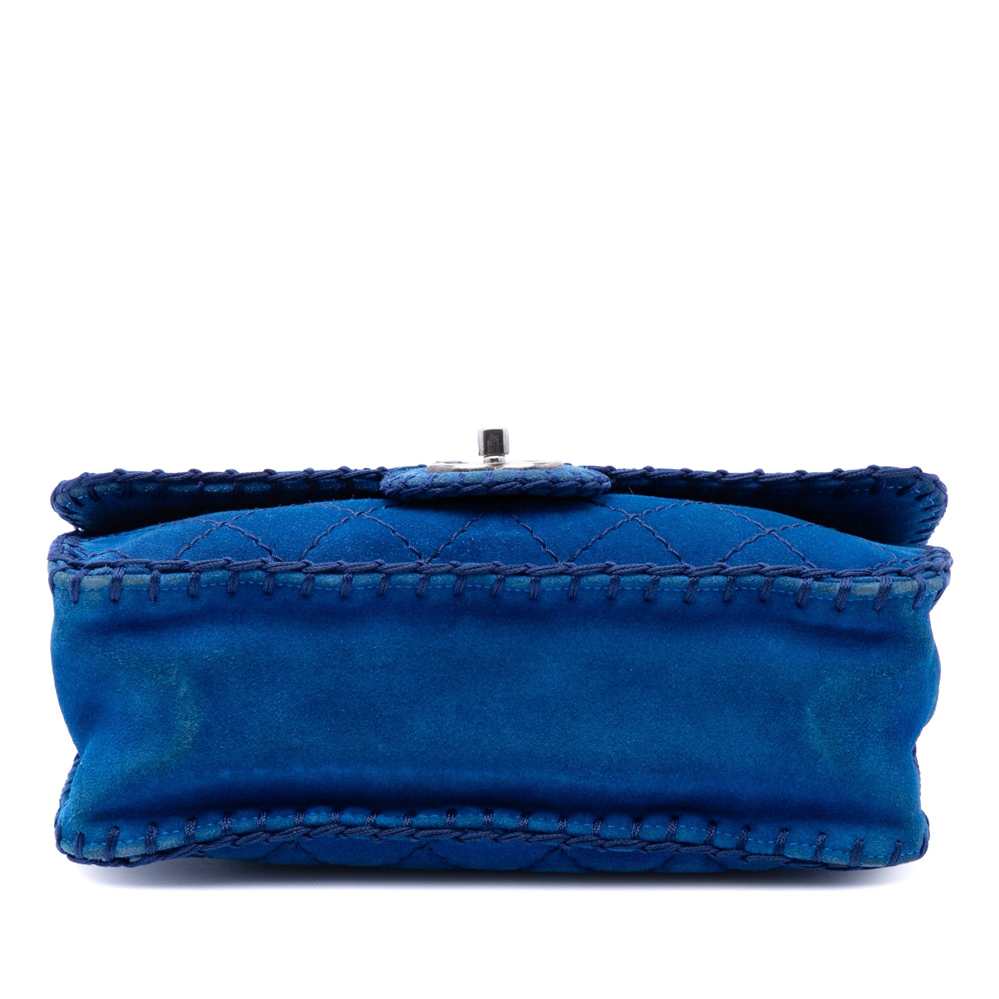 Chanel Medium CC Quilted Suede Whipstitch Single Flap