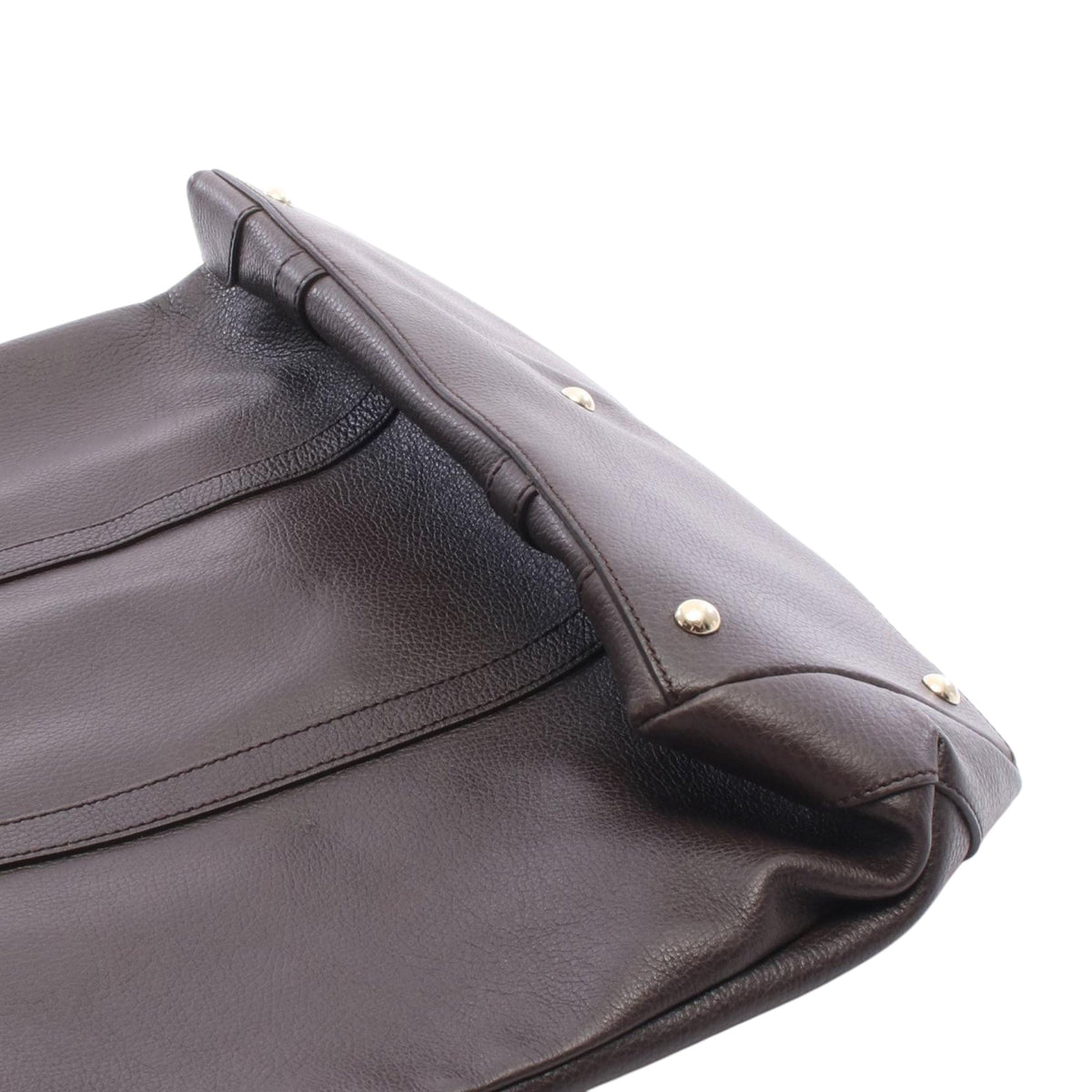Gucci Leather Braided Handle Tote — Brown