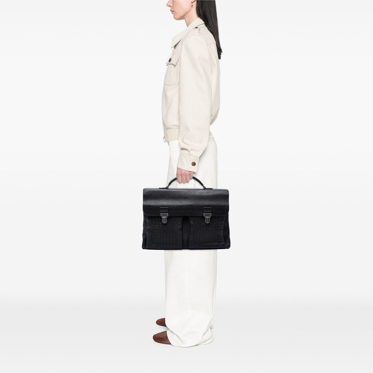 Bottega Veneta Intrecciato Trimmed Nappa Business Bag