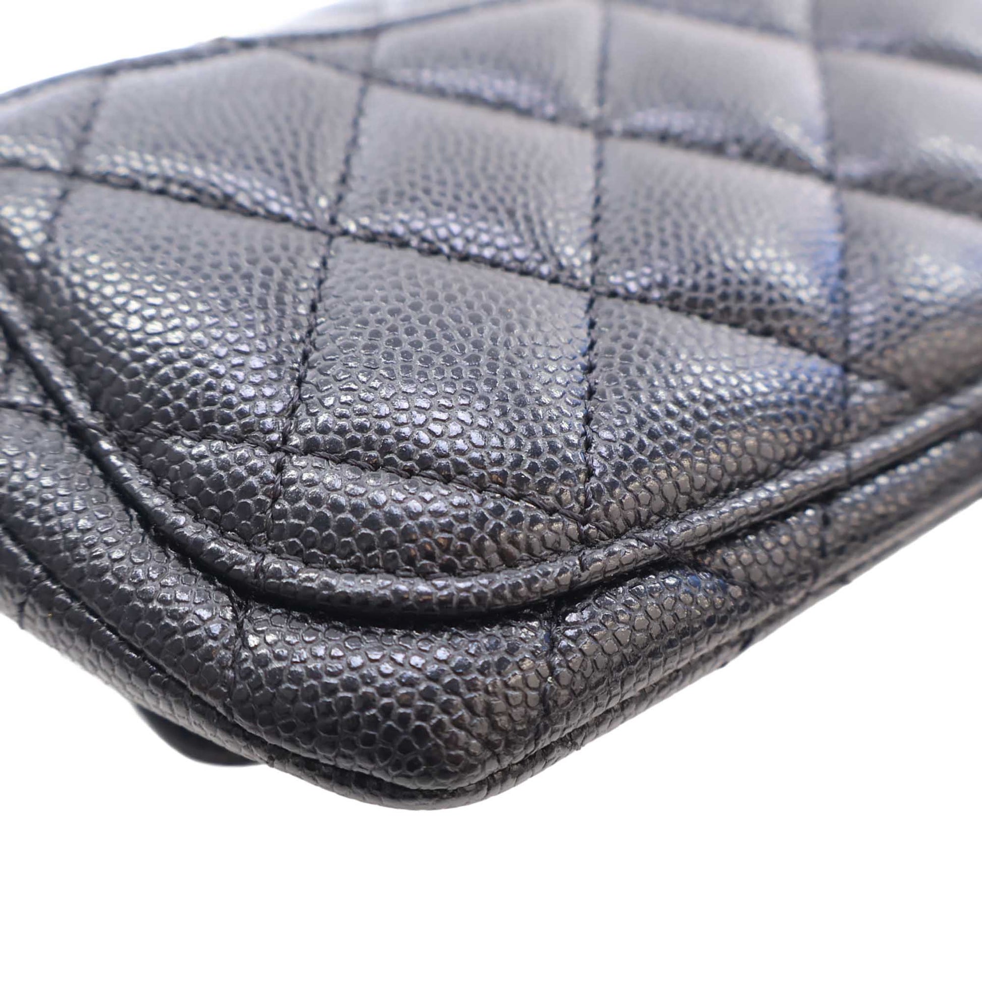 Chanel CC Quilted Caviar Sunglasses Case with Chain