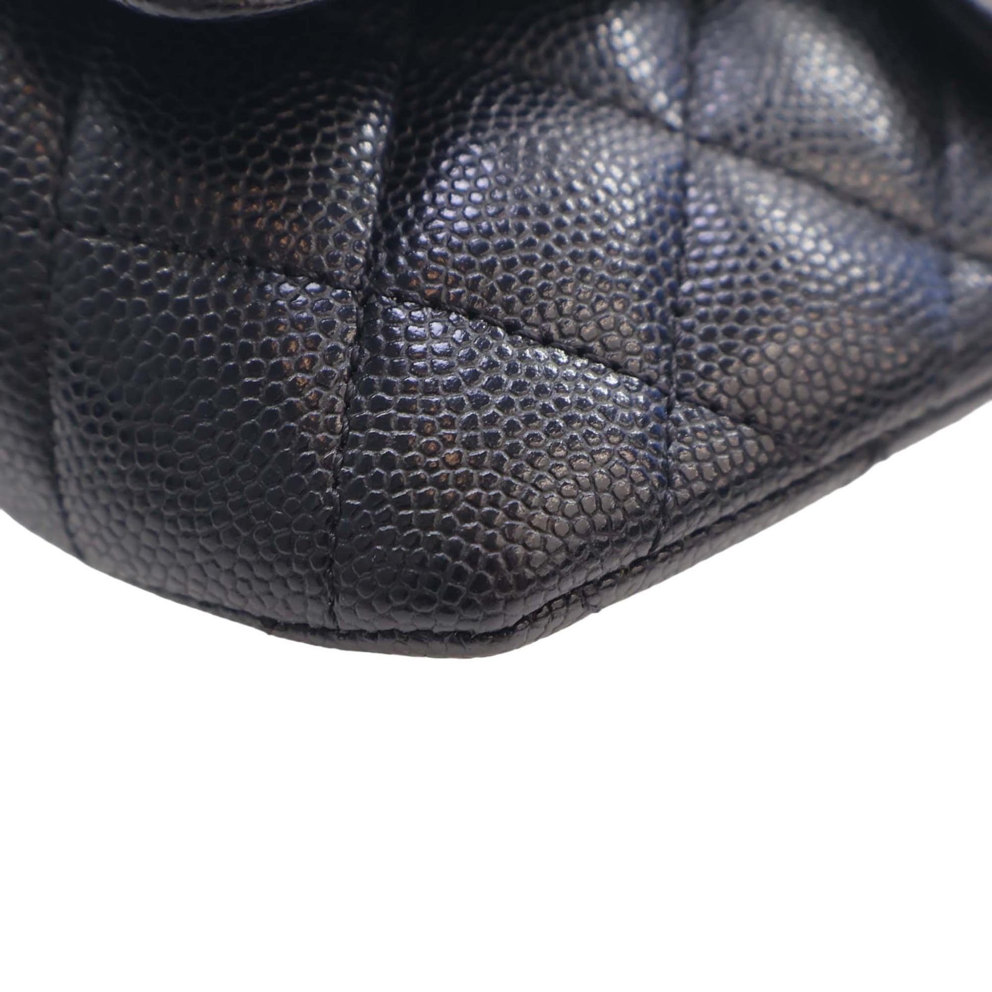 Chanel CC Quilted Caviar Sunglasses Case with Chain