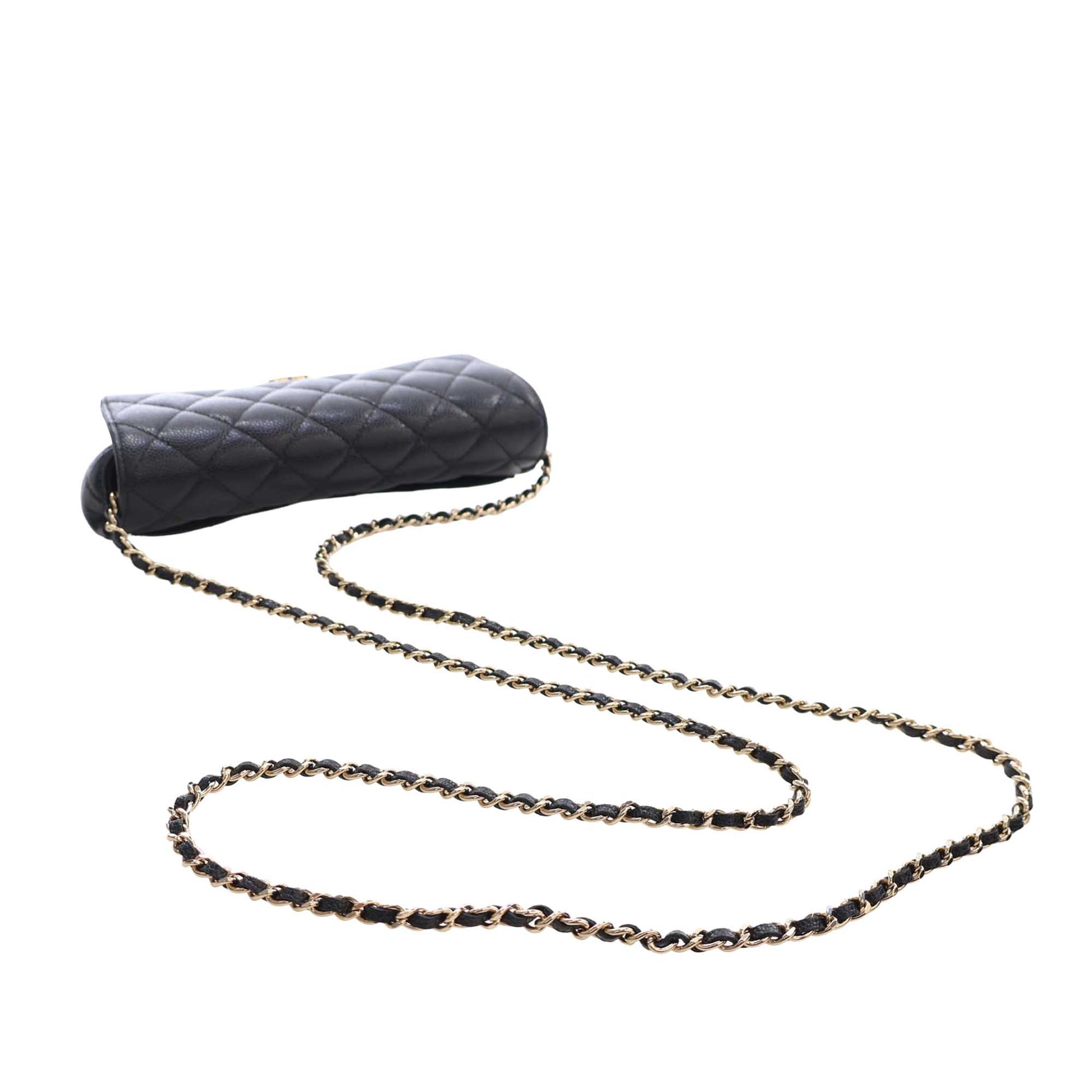Chanel CC Quilted Caviar Sunglasses Case with Chain