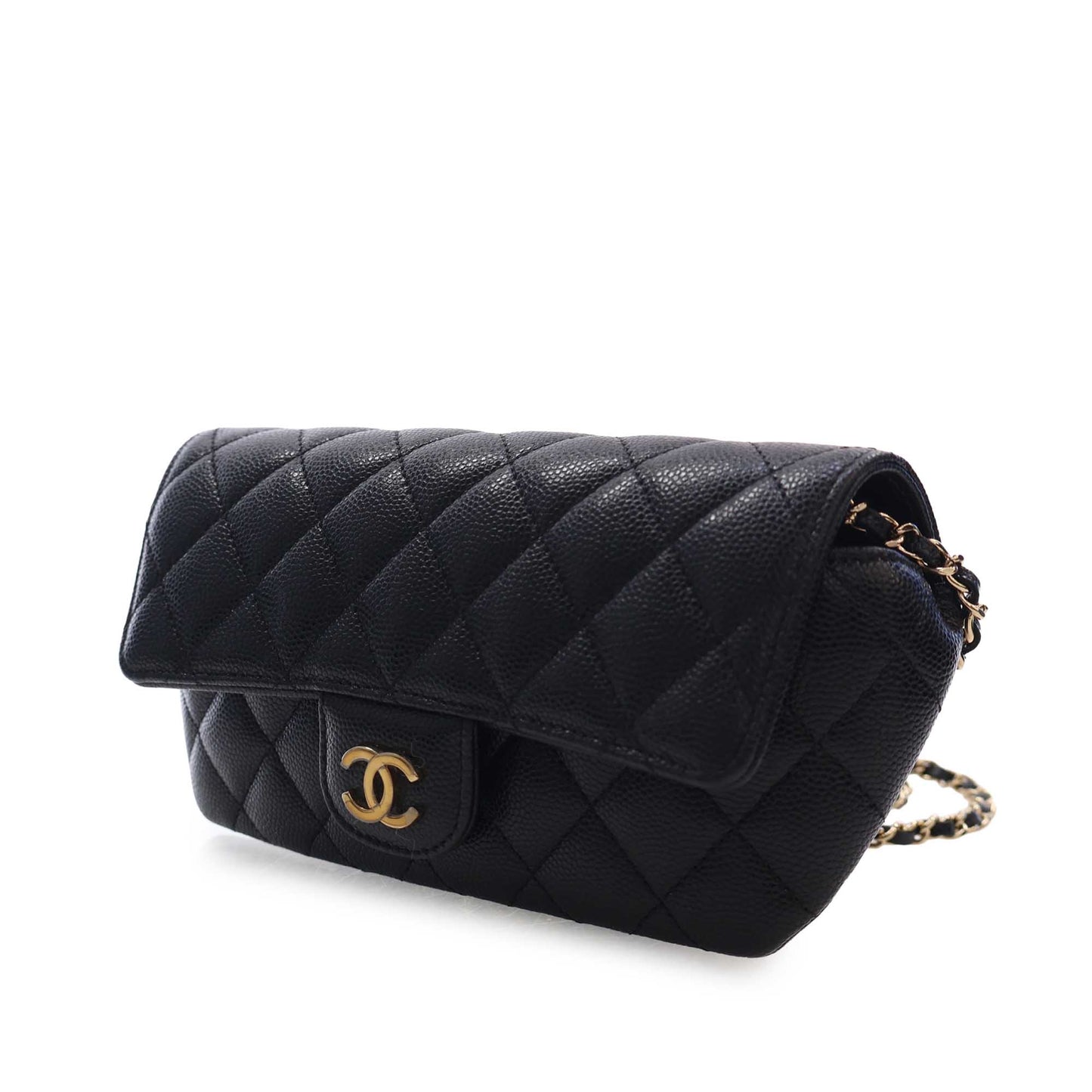 Chanel CC Quilted Caviar Sunglasses Case with Chain