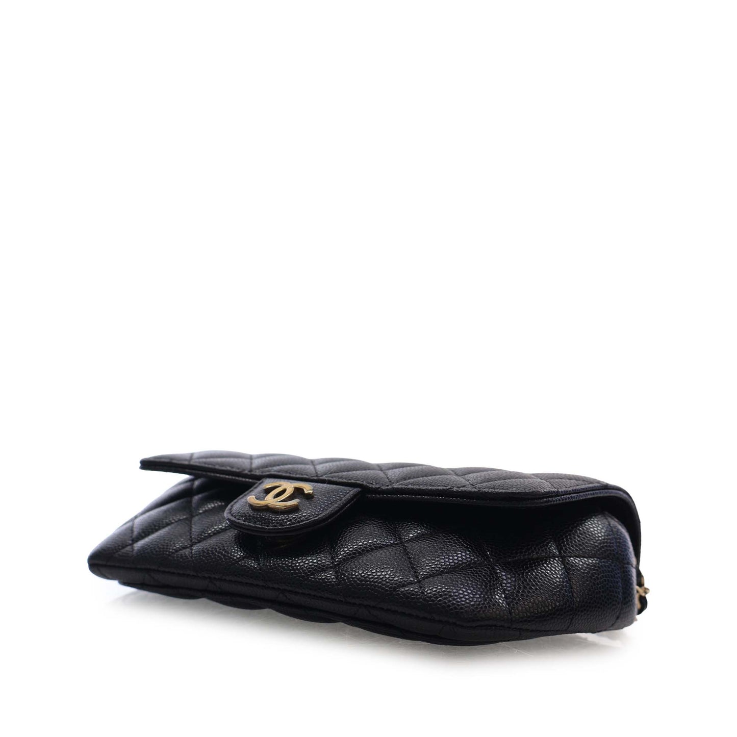 Chanel CC Quilted Caviar Sunglasses Case with Chain