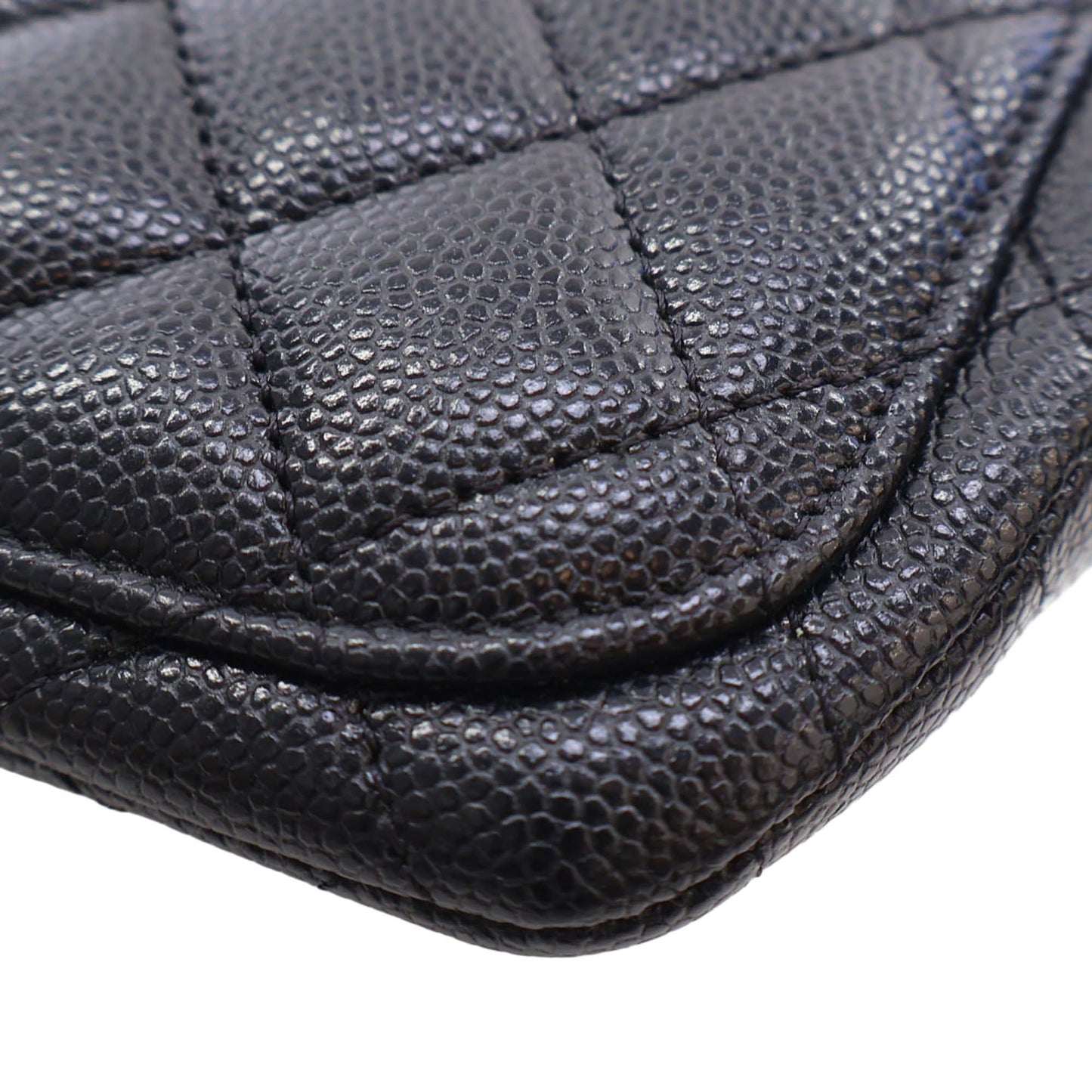 Chanel CC Quilted Caviar Sunglasses Case with Chain