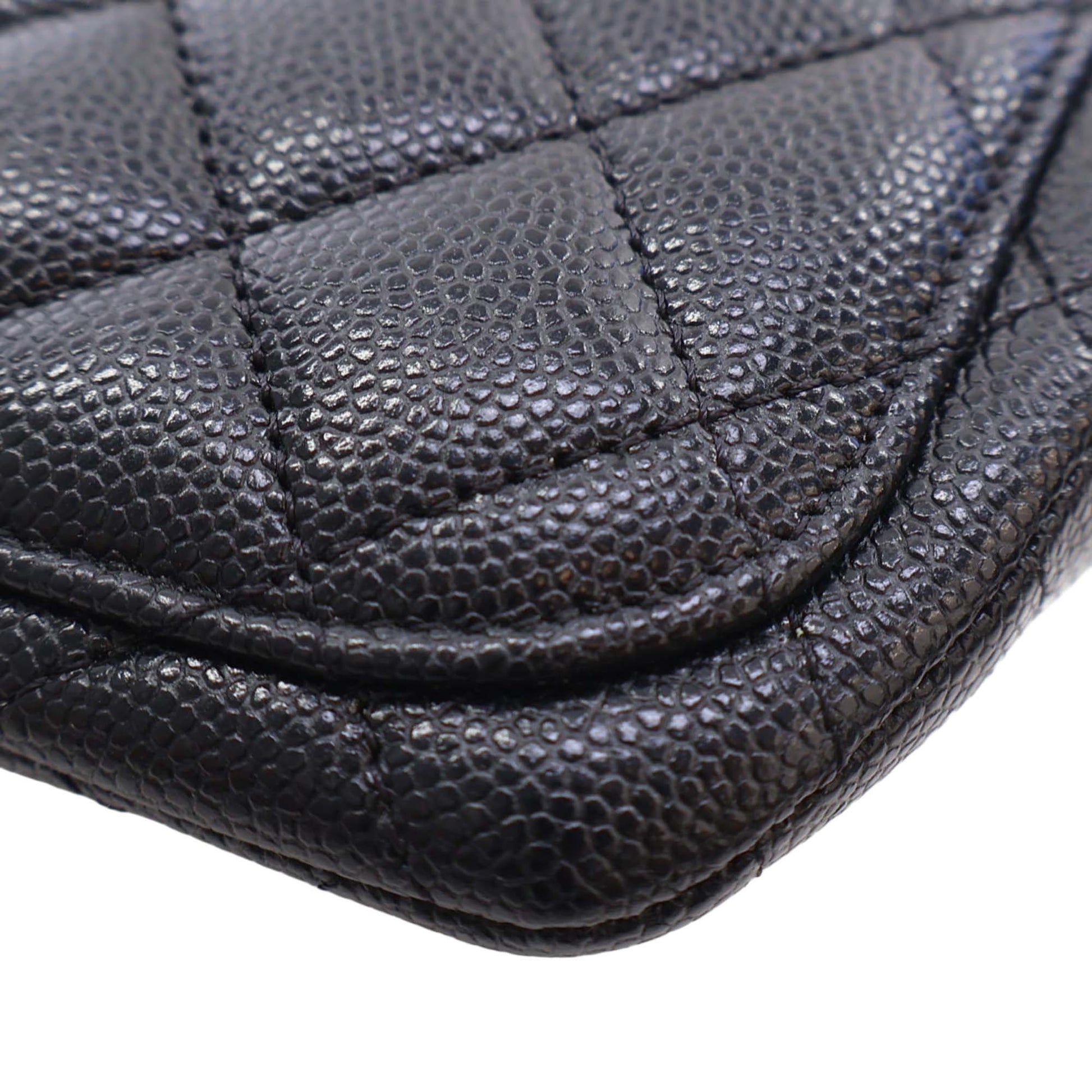Chanel CC Quilted Caviar Sunglasses Case with Chain