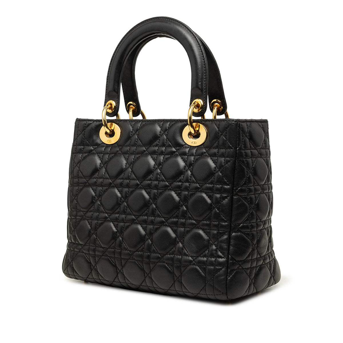 Dior Medium Lambskin Cannage Lady Dior — Black